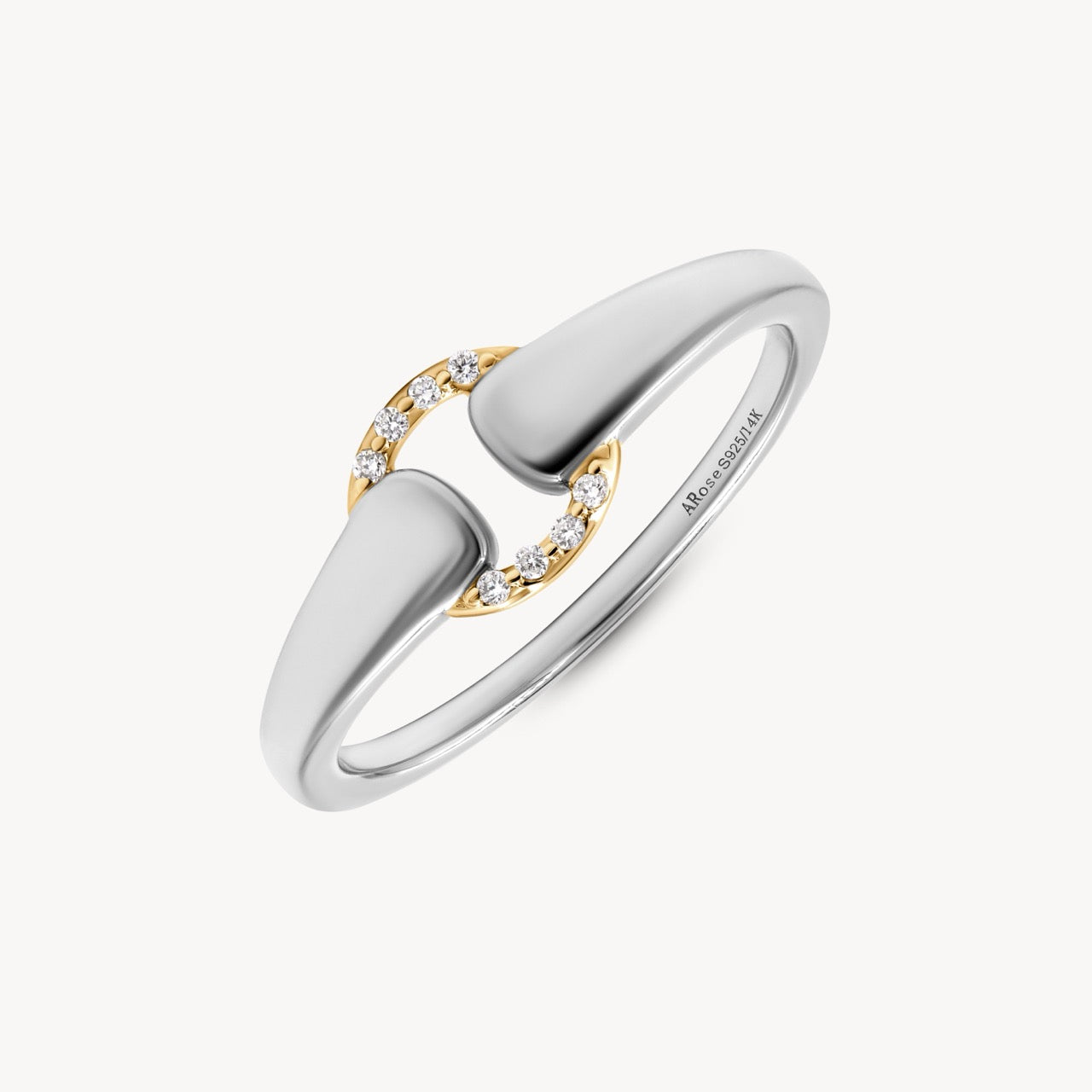 Mixed Metal Diamond Buckle Ring for Women - Elegant Stackable Jewelry for Everyday Wear, Anniversary Gifts & Special Occasions