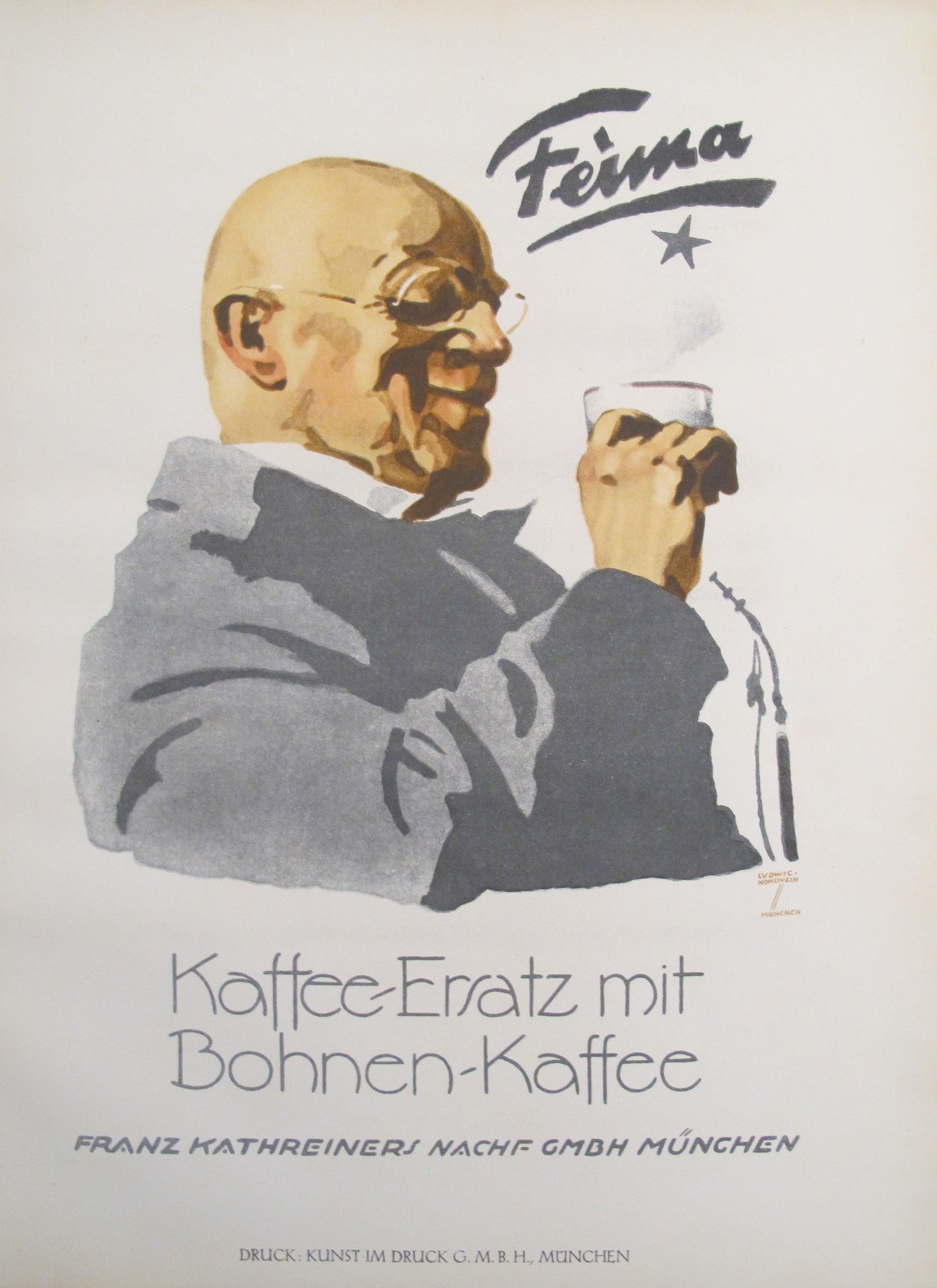 1926 Original German Art Deco Poster - Vintage Feima Kaffee Ersatz Coffee Substitute Advertisement | Perfect for Home Decor, Office Wall Art & Retro Collectibles
