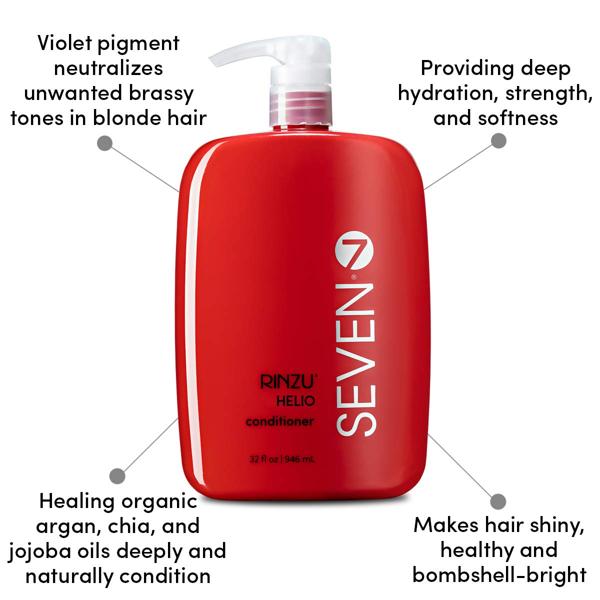 SEVEN Hair Care Rinzu Helio Violet Conditioner with Argan Oil - Sulfate & Paraben Free Purple Conditioner for Blonde Hair, Brassiness & Color-Treated Hair - Cruelty Free, Made in USA - Perfect for Daily Use, Salon-Quality Results at Home