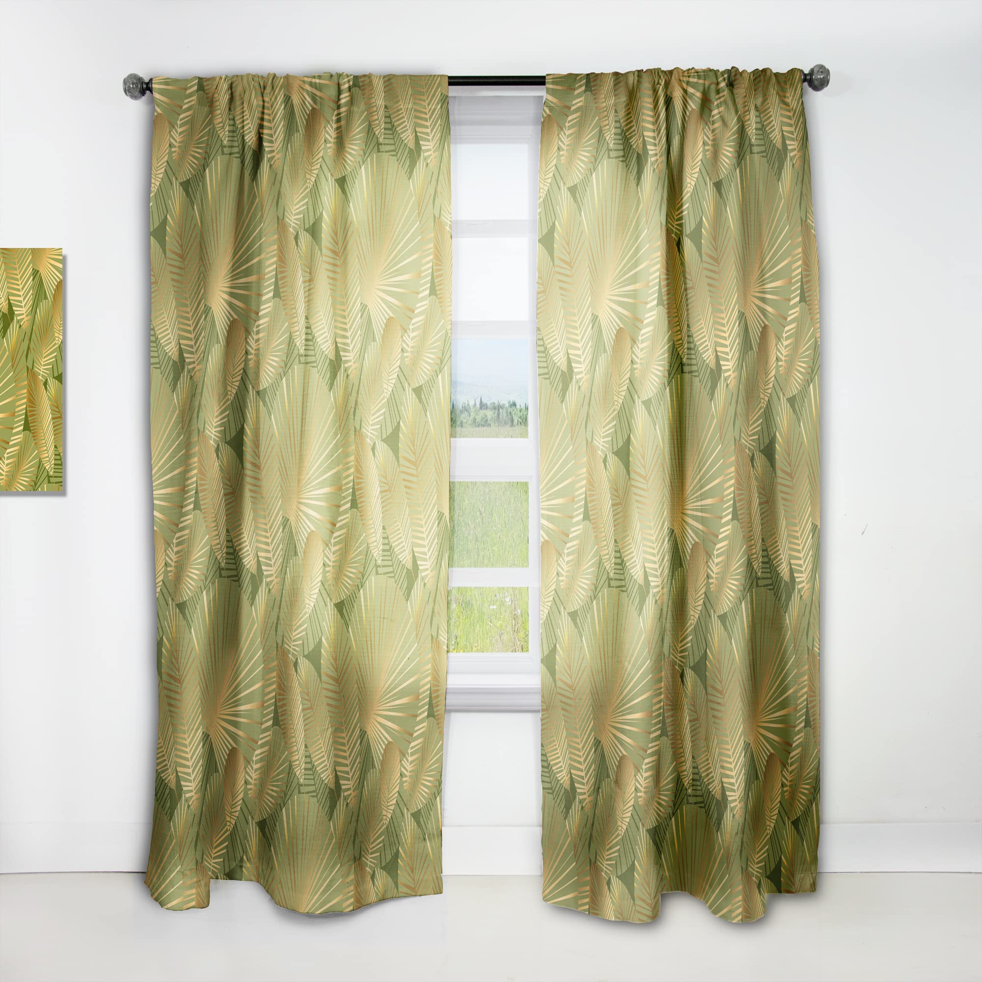 DesignQ 'Golden Leaves I' Thermal Insulated Curtain Panel - 52x90 Inches - Elegant Window Treatment for Bedroom & Living Room - Perfect for Energy Efficiency & Light Control