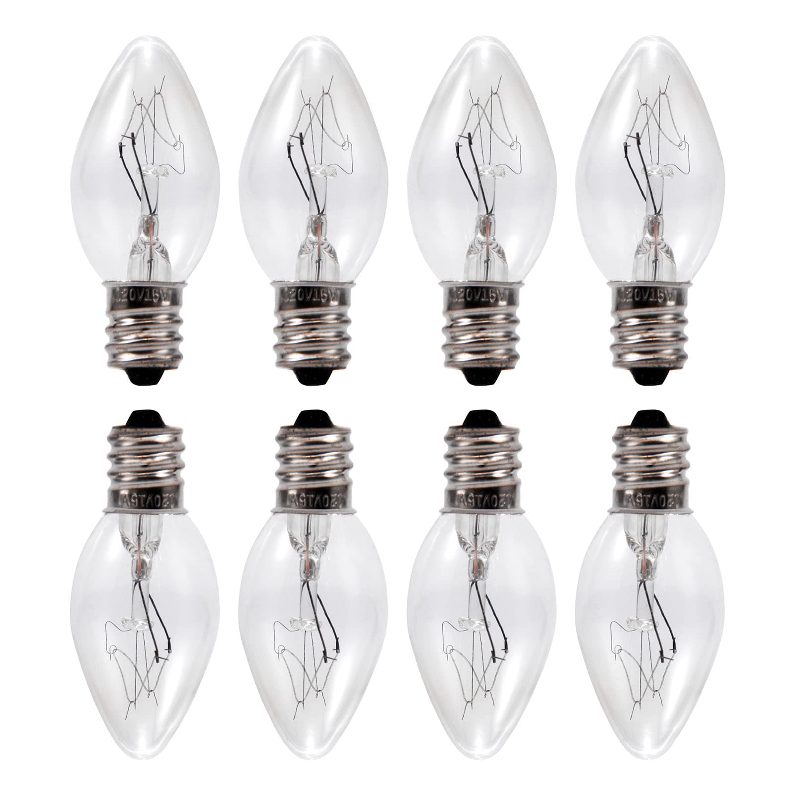 15W C7 Replacement Bulbs for Scentsy Plug-in Wax Warmers - 120V Night Light Bulbs (8-Pack) - Perfect for Home Fragrance Diffusers, Night Lights, and Decorative Lighting