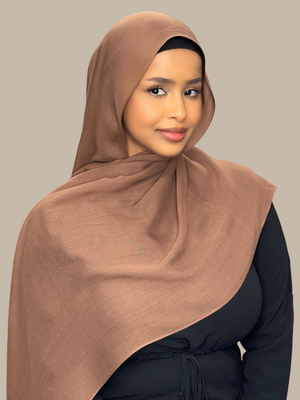 Premium Cotton Modal Hijab Scarf - Soft & Breathable Golden Walnut Color - Perfect for Daily Wear, Prayer & Fashion Outfits