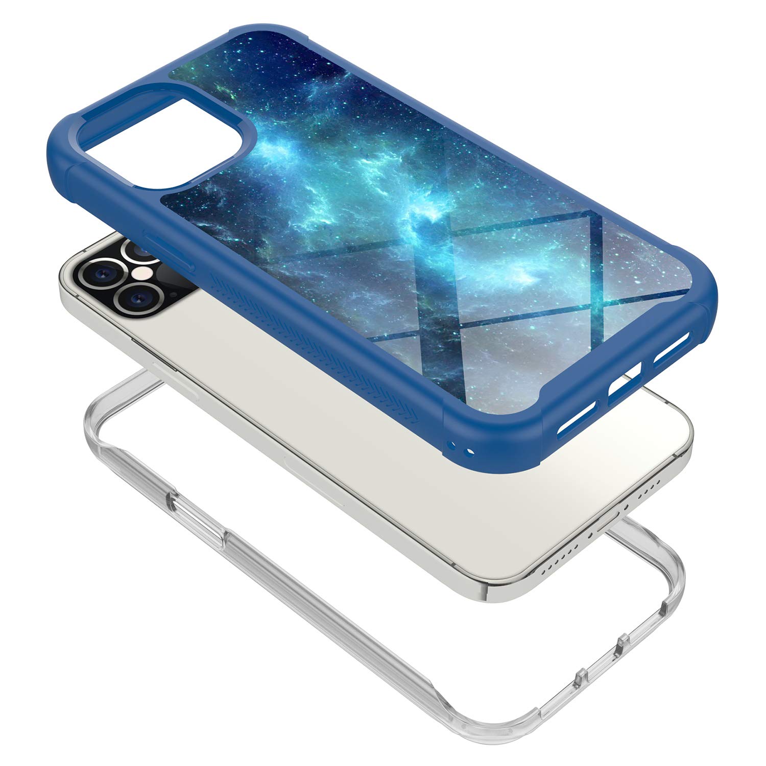 iPhone 12 Pro Max Case 6.7 Inch - Rosebono Hybrid IMD Design Anti-Scratch Cute Colorful Silicone Cover with Armor Protection (Galaxy Stardust) - Perfect for Everyday Use, Travel & Fashion Protection