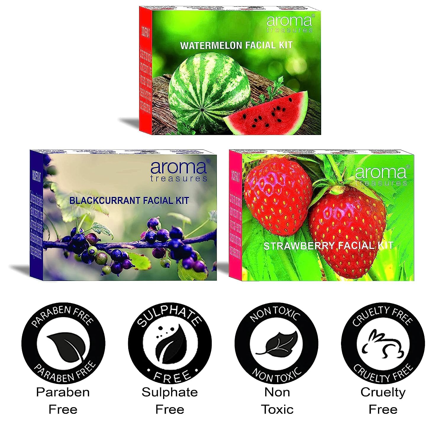 SS Fruit Facial Kits Combo - Watermelon, Strawberry & Blackcurrant Skincare Set for Glowing Skin | Hydrating & Brightening Face Mask Kit | Perfect for Spa Day, Self-Care Routine & Gift Giving
