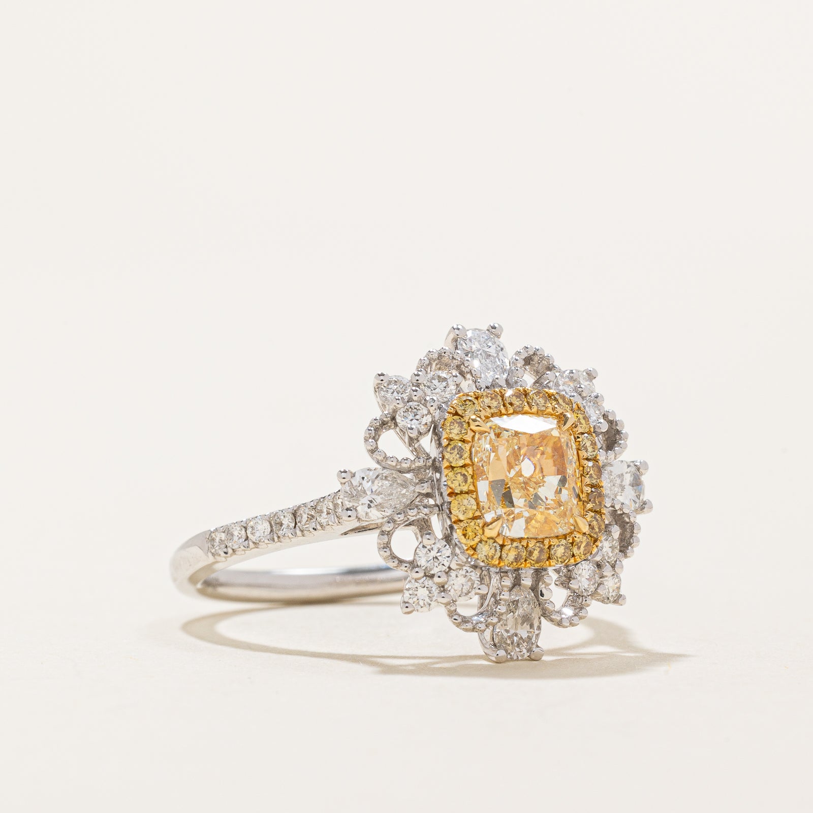 1.03ct Fancy Light Yellow Diamond Engagement Ring | 0.12ctw & 0.56ctw Side Stones | Size 6.25 | Perfect for Proposals, Anniversaries & Special Occasions