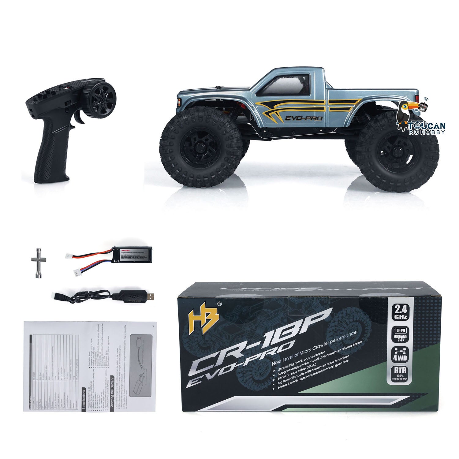 1/18 Hobby Plus CR18P Fighter RC Rock Crawler - 4WD Electric Off-Road Remote Control Car - Ready to Run Mini RC Truck for Adults & Kids - Perfect for Trail Crawling, Backyard Adventures & Hobby Racing