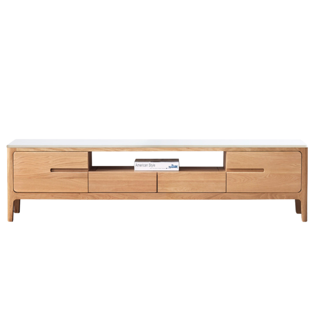 Solid Oak Wood TV Stand for Living Room - Modern Entertainment Center with Storage Shelves, Perfect for TVs up to 65 inches - Durable & Stylish Furniture for Home Theater Setup