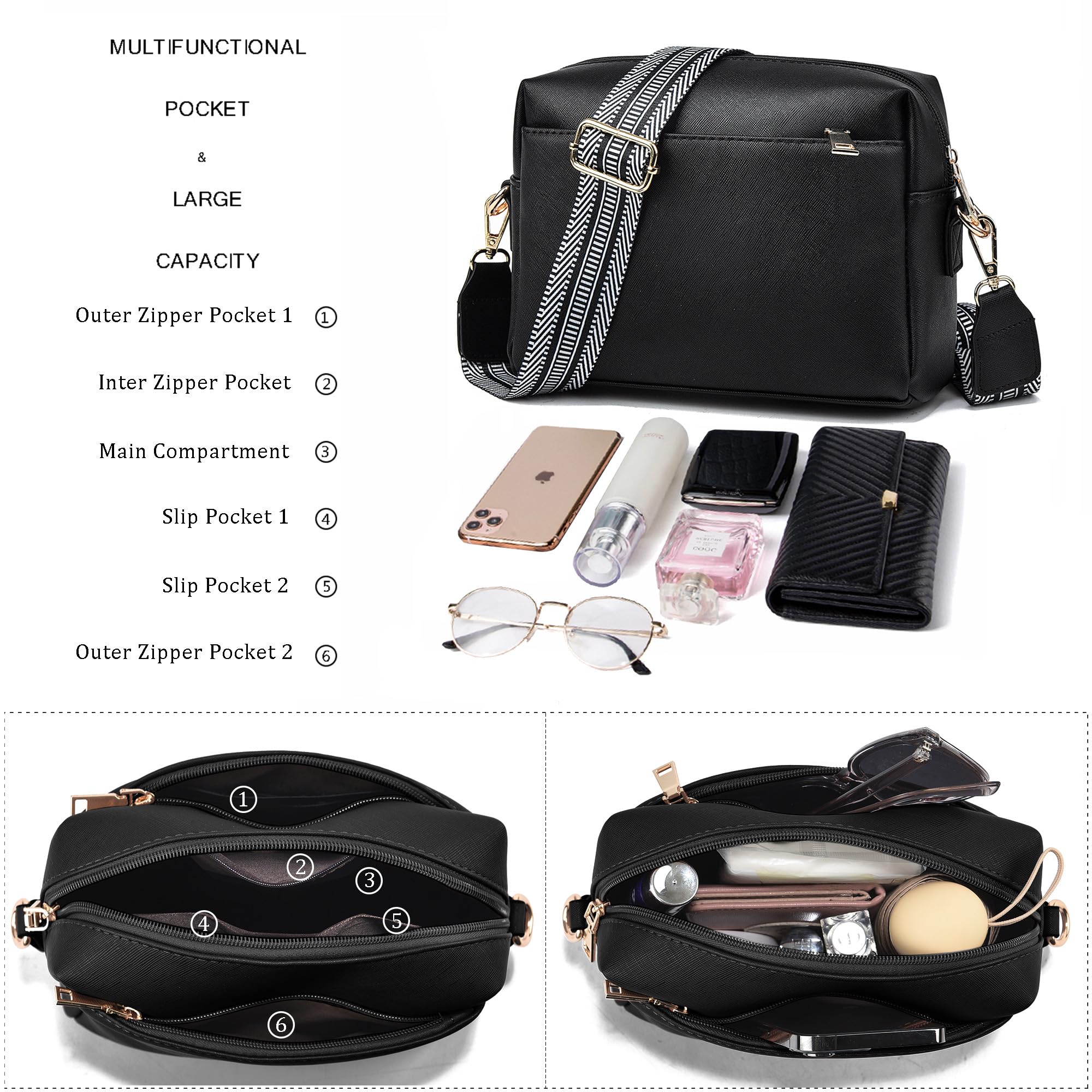 Vegan Leather Crossbody Bags for Women - Small Shoulder Purse with Wallet, Stylish Satchel Handbag for Everyday Use, Work, Travel & Shopping