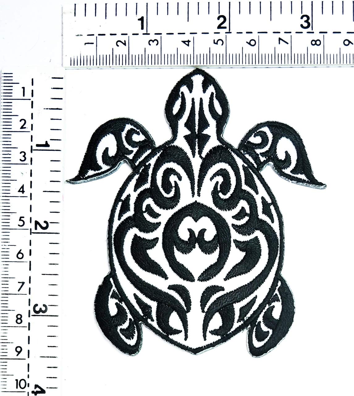 Premium Black & White Turtle Embroidered Patches - Superhero Comics Style, Cute Cartoon Chelonia Animal Sea Stickers for Kids Clothing, DIY Applique - Perfect for Birthday Gifts, Costumes & Backpack Decor