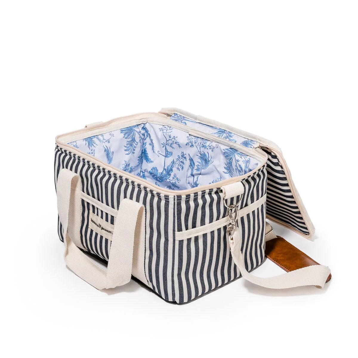 BUSINESS & PLEASURE Premium Insulated Cooler Bag - Lauren's Navy Stripe Design - Perfect for Office Lunches, Beach Picnics & Outdoor Adventures