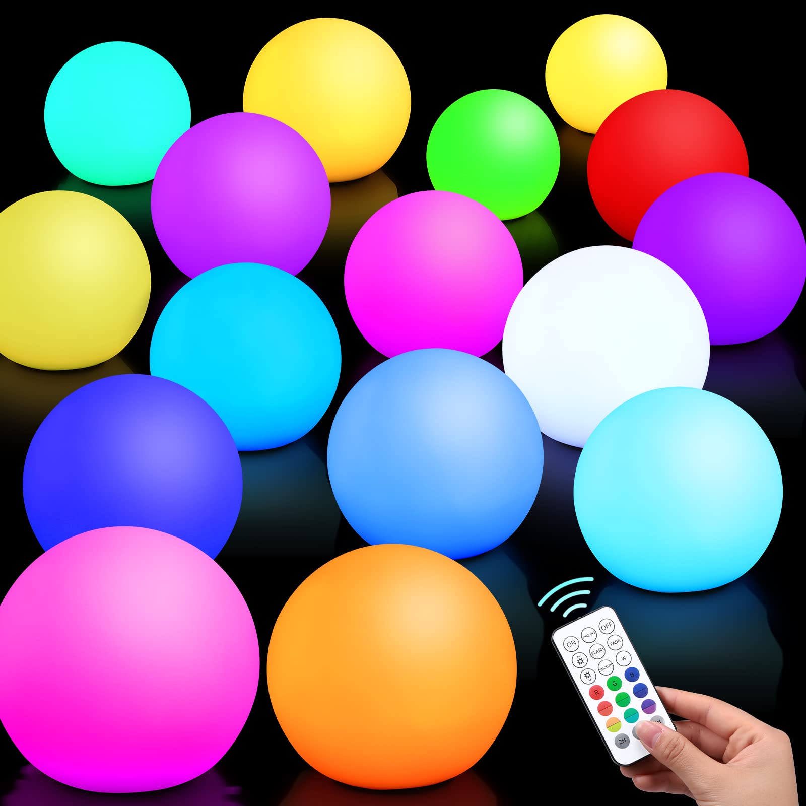 16-Piece Floating LED Pool Lights with Remote - 16 Color Changing IP68 Waterproof Glow Balls for Swimming Pools, Hot Tubs, Ponds - Cordless Night Lights for Garden, Lawn & Party Decor (Perfect for Backyard Gatherings, Night Swimming & Outdoor Events)