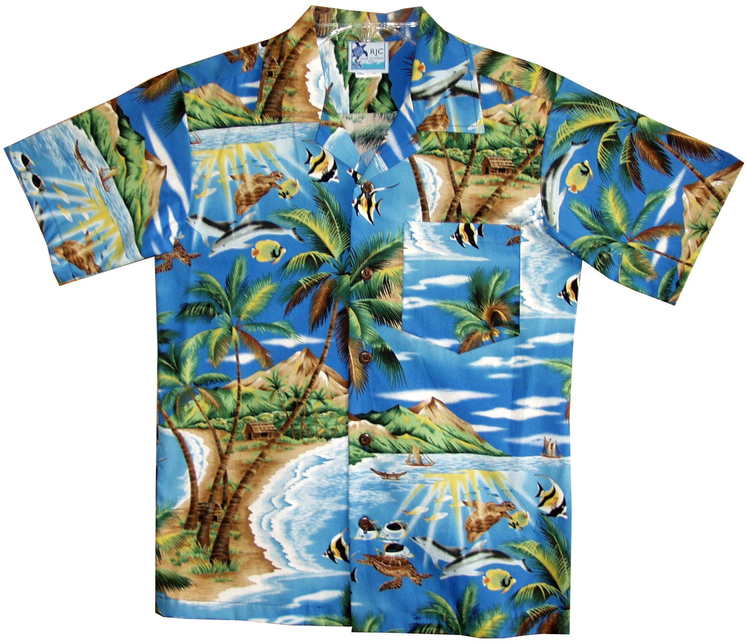 RJC Boys Tropical Fish Island Surf Shirt - Hawaiian Style Short Sleeve Beach Shirts for Kids - Perfect for Summer Vacation, Beach Party & Surfing