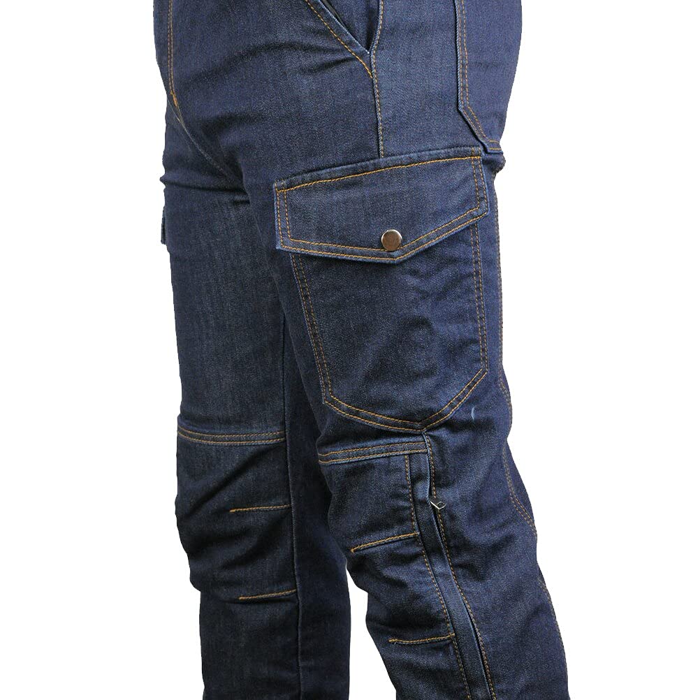 Motorcycle Riding Pants - Denim Jeans with Silica Gel Knee & Hip Armor Pads - Durable Protective Gear for Street & Off-Road Biking - Replacement Safety Equipment for Riders