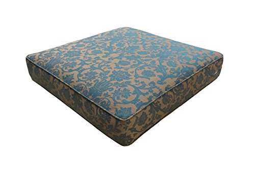 BOSSIMA Indoor Outdoor Deep Seat Chair Cushion Set - Spring Summer Seasonal Replacement Cushions in Blue Brown Damask Pattern - Perfect for Patio, Deck, Garden, and Living Room Furniture