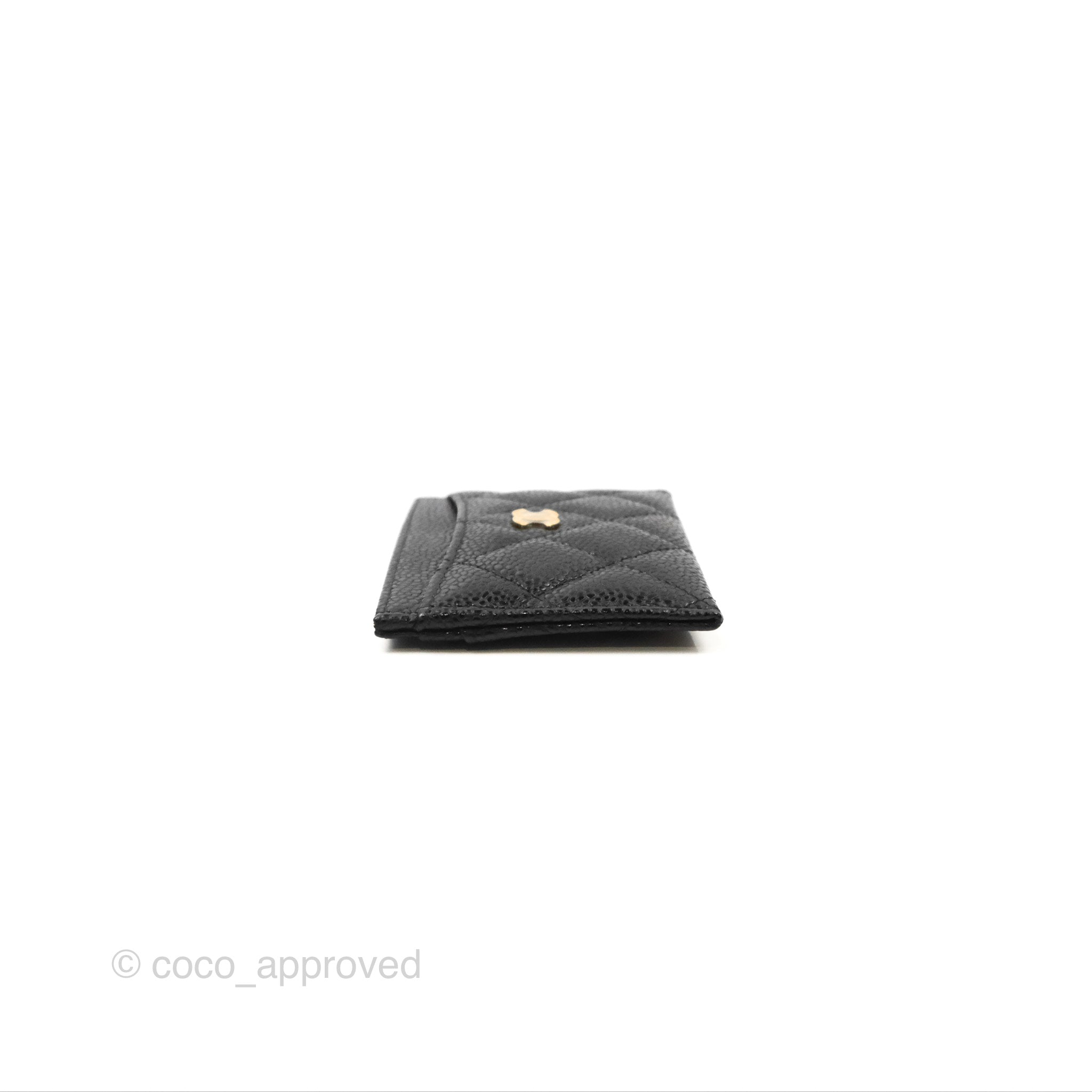 Chanel Classic Flat Card Holder in Black Caviar Leather with Gold Hardware - Luxury Compact Wallet for Everyday Use & Travel