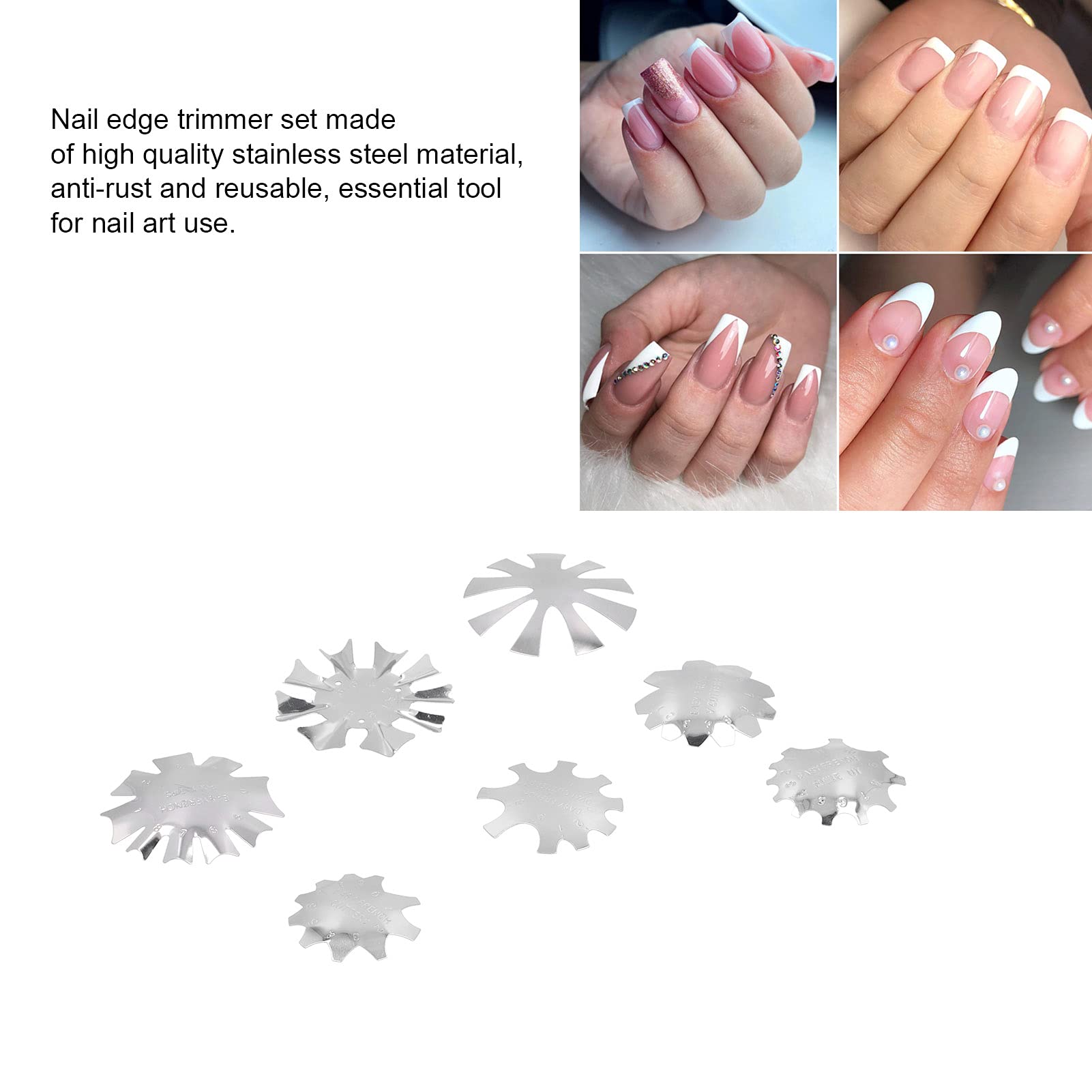 Professional Stainless Steel Nail Art Manicure Edge Trimmer Set - 7-Piece Salon Quality Nail Tools for Home, SPA & Nail Schools | Perfect for Nail Care, Manicures & Pedicures (Silver A-G)