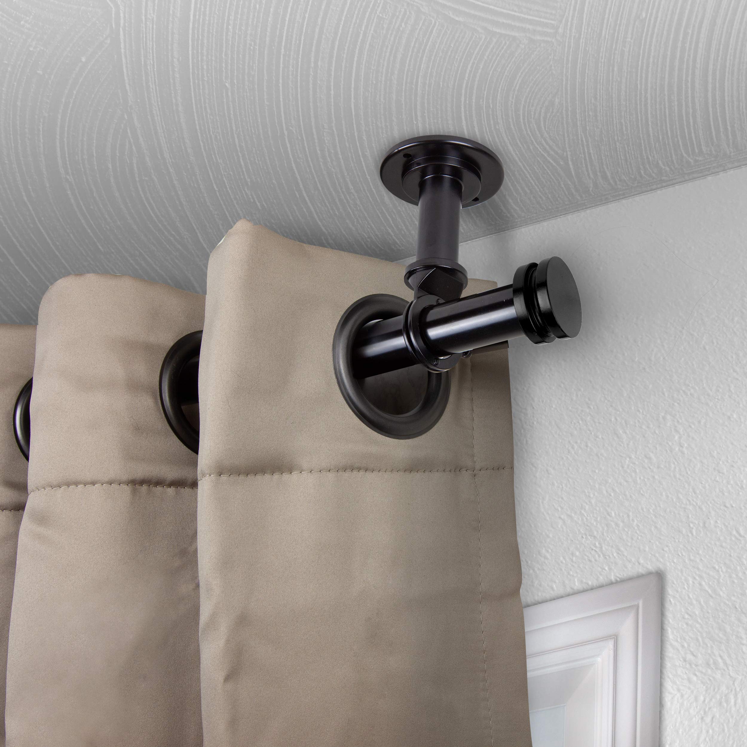 Rod Desyne Rodeo 1 Inch Black Ceiling Curtain Rod - Adjustable 120 to 170 Inches for Room Dividers & Window Treatments | Perfect for Home Theater, Bedroom Privacy & Open Space Partitioning