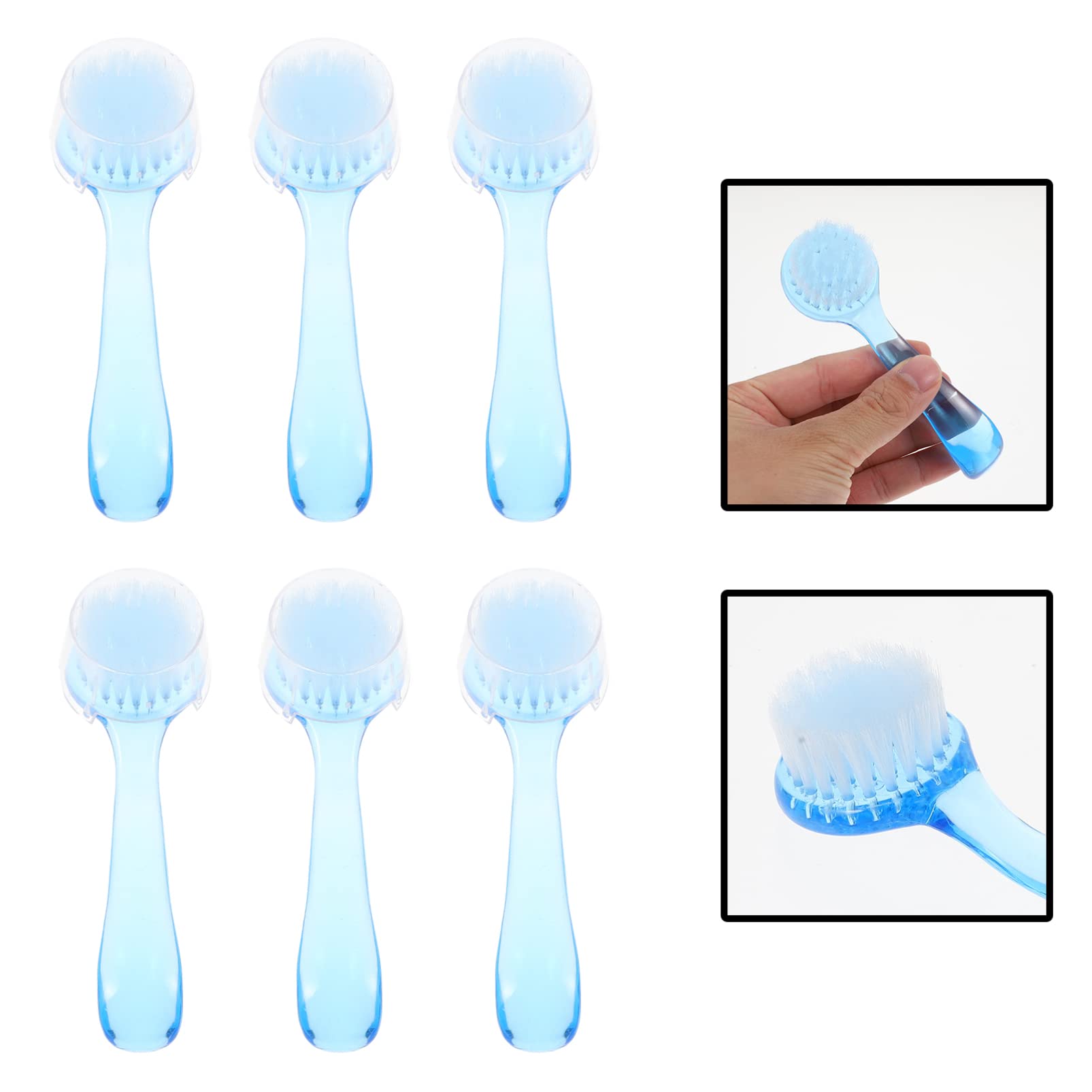 Beautyfu Round Head Nail Brush Cap Set - 6pcs Manicure Cleaning Brushes with Soft Bristles for Fingernail Care - Essential Nail Tools for Home Salon, Travel & Professional Use