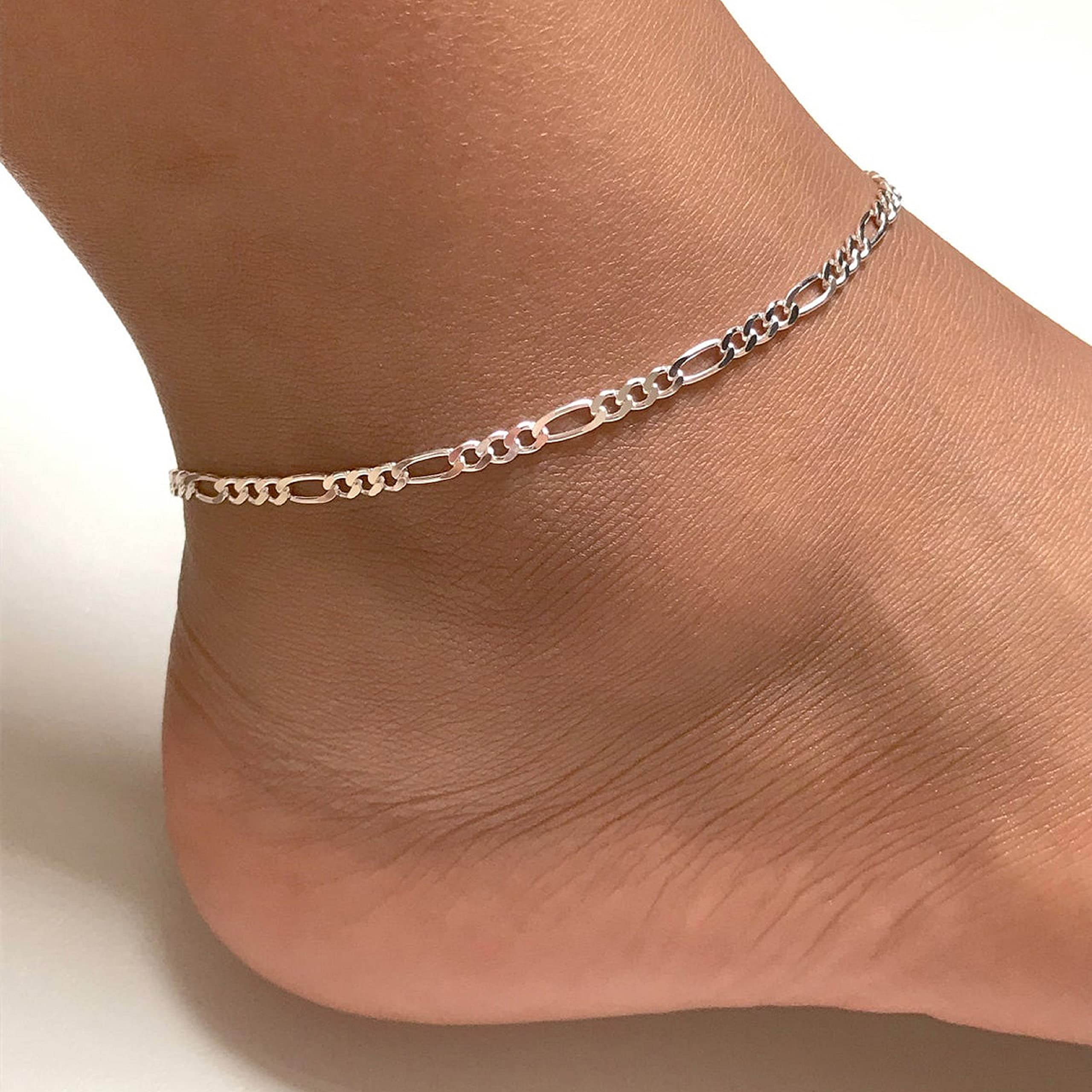 Pencros 14K Gold Filled Adjustable Boho Anklet for Women - Dainty Layered Satellite Chain with Heart Beads | Perfect for Beach Vacation, Summer Outfits & Casual Wear