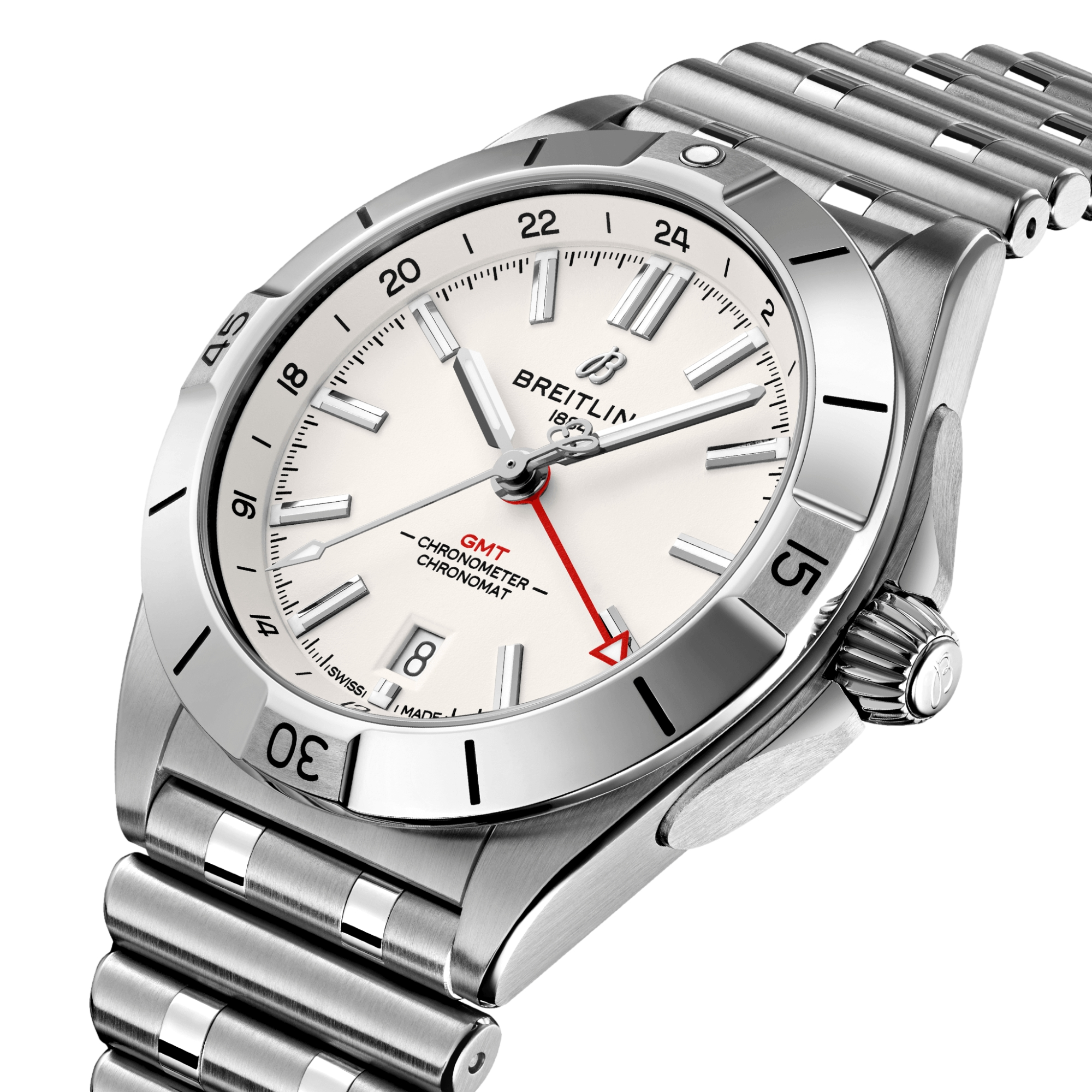 Breitling Chronomat Automatic GMT 40mm Men's Watch - White Dial with Stainless Steel Bracelet - Luxury Timepiece for Business Travel & Formal Occasions