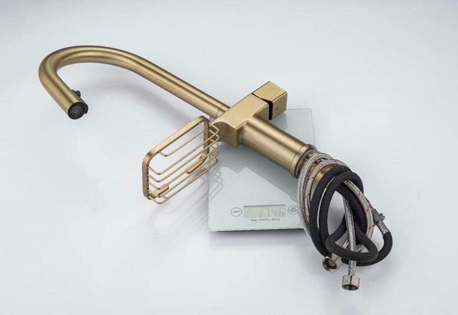 Brushed Gold Pull-Out Kitchen Faucet with Sprayer - Hot & Cold Water Swivel Mixer Tap for Modern Farmhouse & Contemporary Kitchen Sinks | Perfect for Washing Dishes, Filling Pots & Cleaning Vegetables