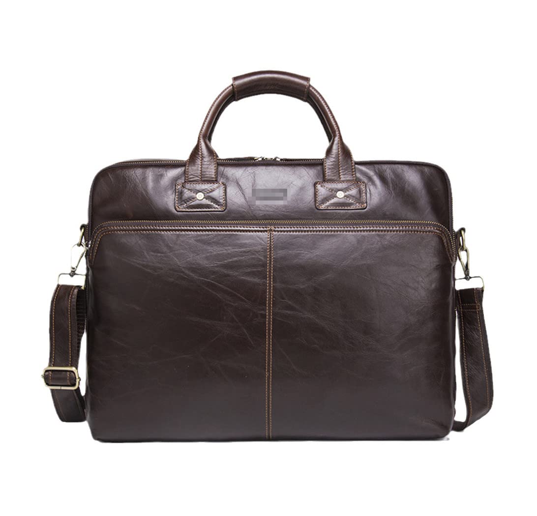 Premium Genuine Leather Laptop Briefcase for Men & Women - Business Computer Bag with Shoulder Strap - Perfect for Office, Work, Travel & Professional Meetings