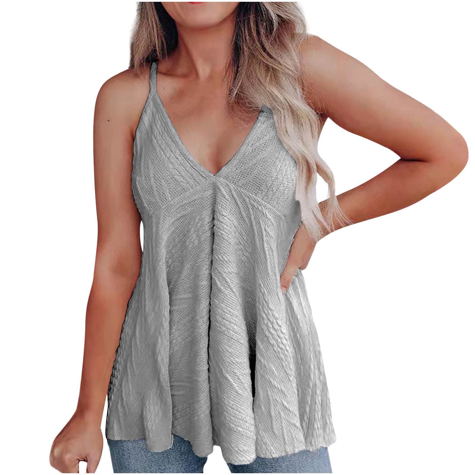 Women's Sexy Racerback Tank Tops - Summer Loose Knit Sleeveless Sweater, Casual Sheer Ribbed Tee Shirt for Beach, Gym & Everyday Wear