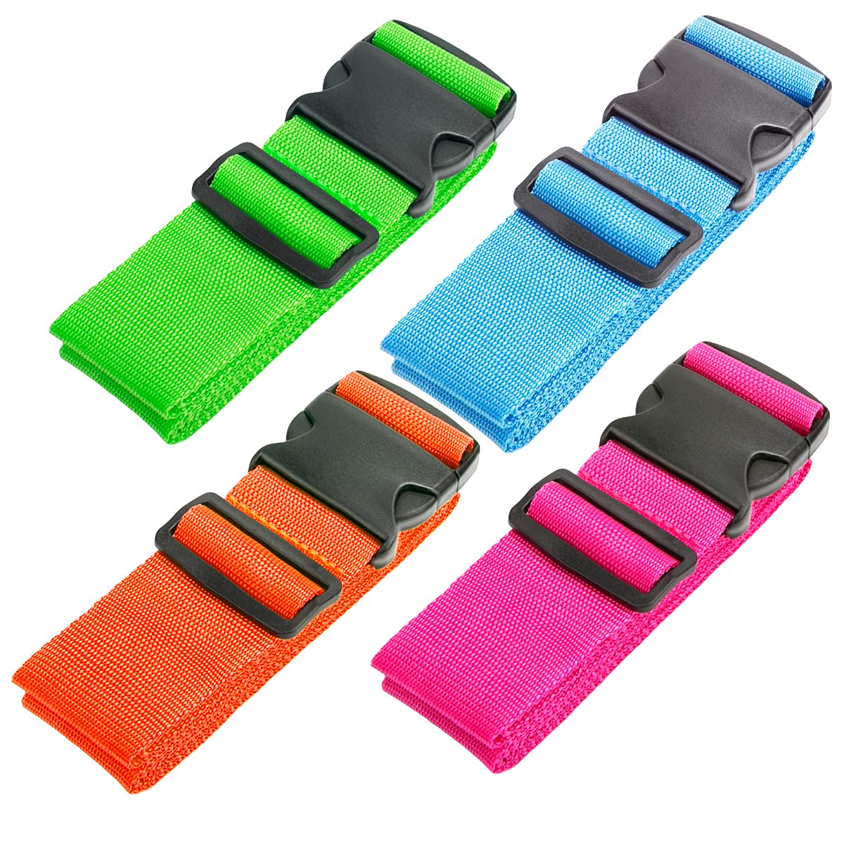 TSA Approved Luggage Straps - 4 Pack (6.56 ft) Suitcase Belt for Carry-On Bags | Travel Essentials & Accessories | Perfect Gift for Frequent Flyers | Secure Your Suitcase During Air Travel