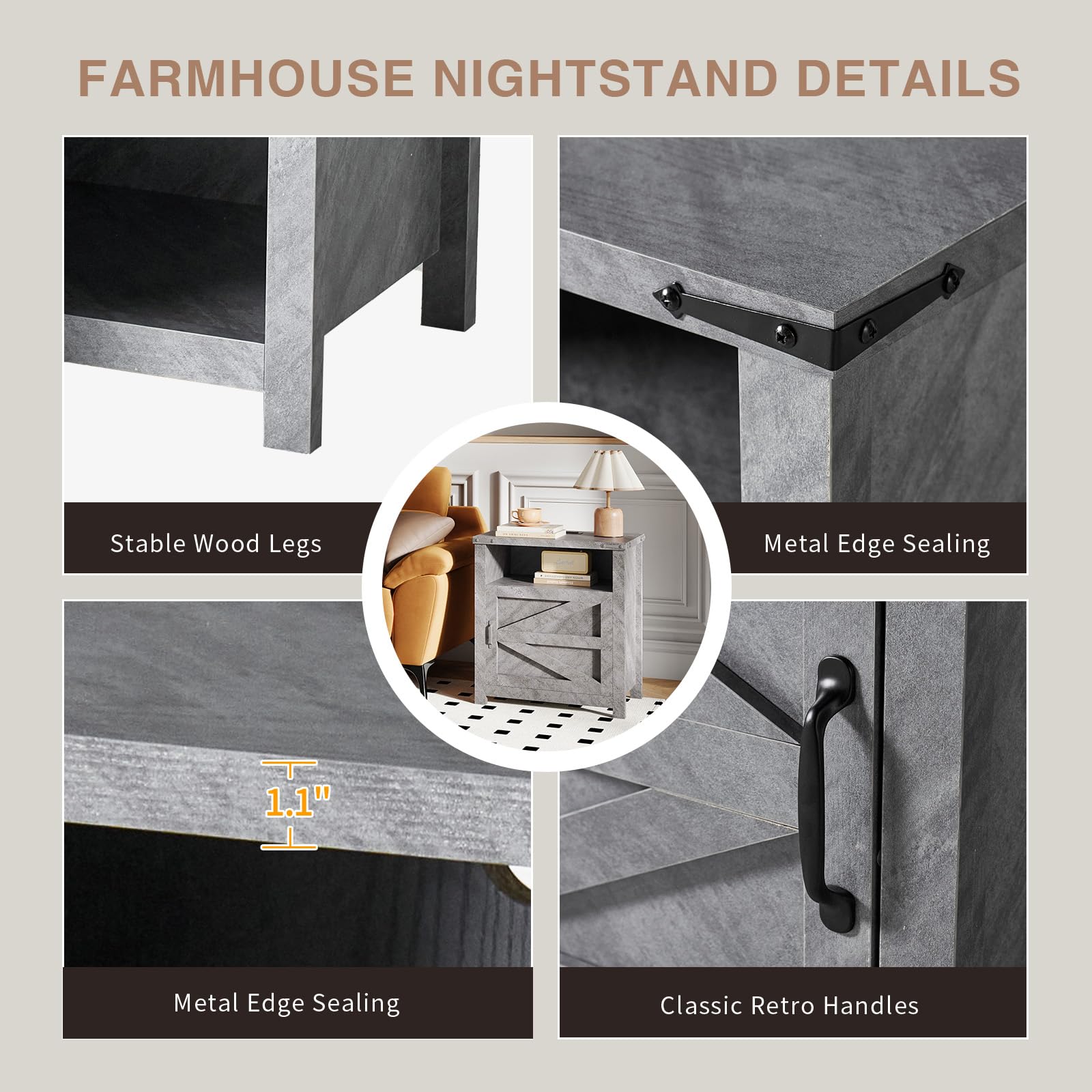 Farmhouse End Table Set of 2 - 21