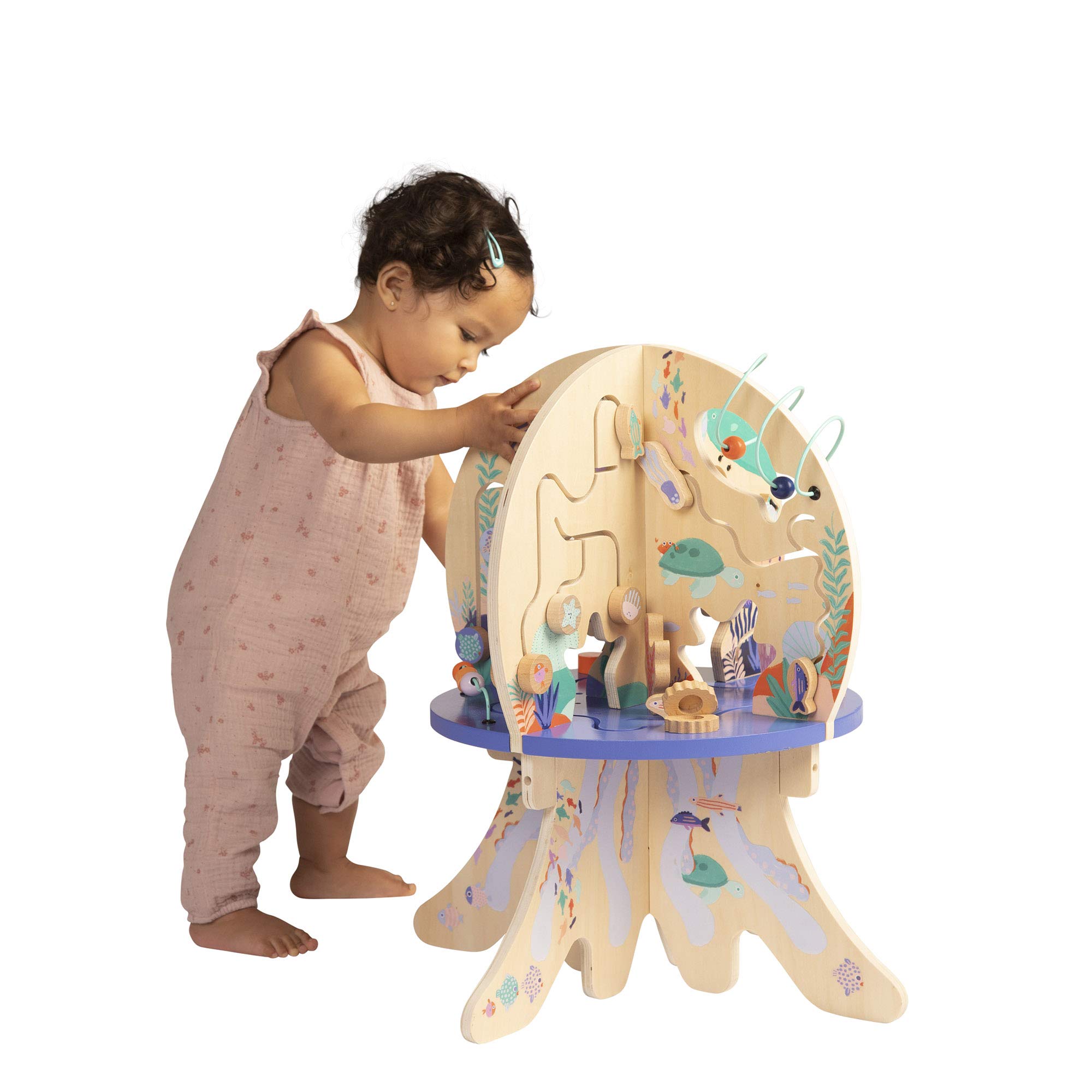 Manhattan Toy Deep Sea Adventure Wooden Toddler Activity Center - Clacking Clams, Spinning Gears, Gliders & Bead Runs - Educational Montessori Toy for 1-3 Year Olds - Perfect for Early Learning & Sensory Play at Home or Daycare