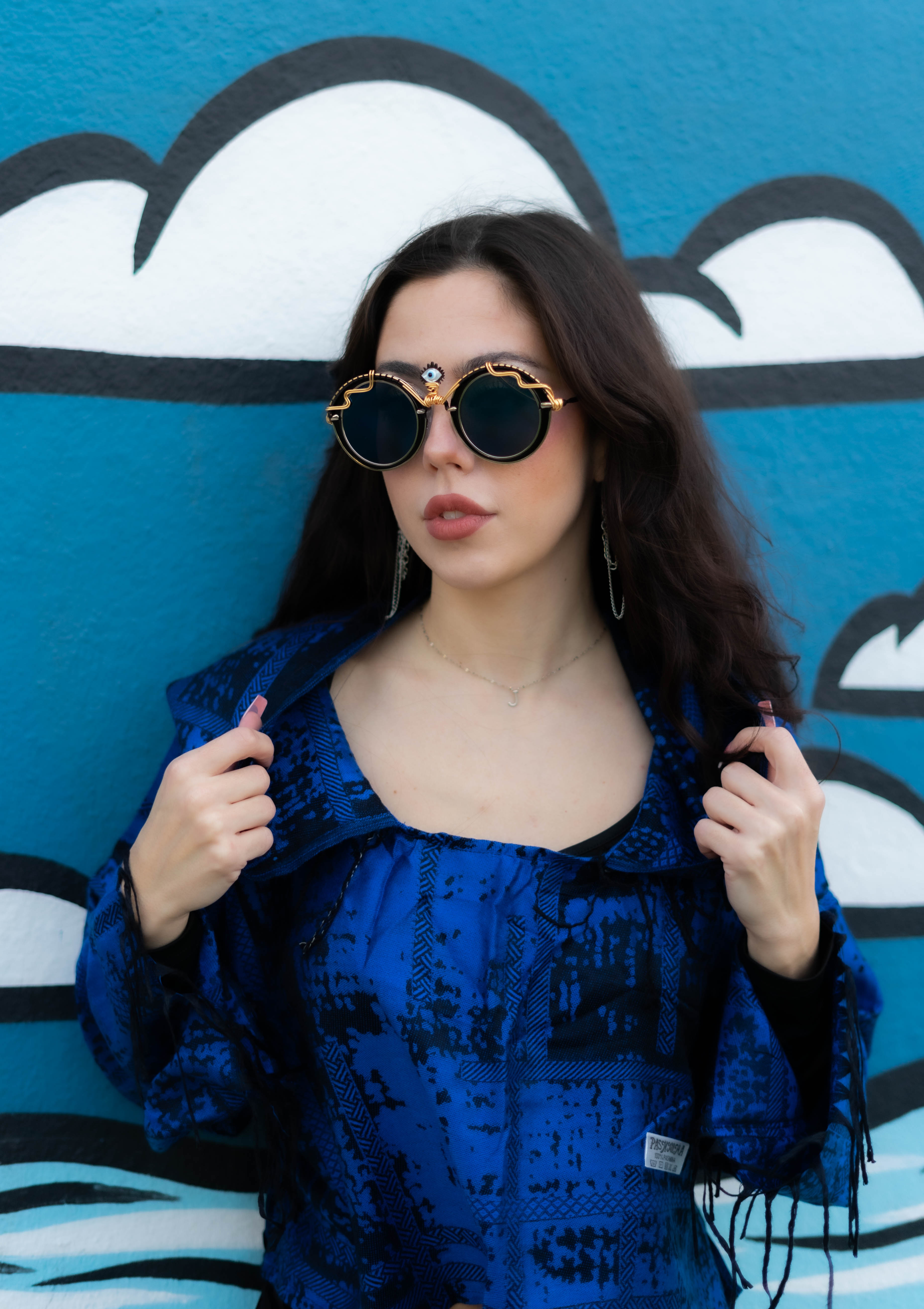 PASH LS CROP TOP - Splatter Print Black & Blue Long Sleeve Shirt for Women | Trendy Streetwear & Festival Outfit | Perfect for Concerts, Parties & Casual Wear
