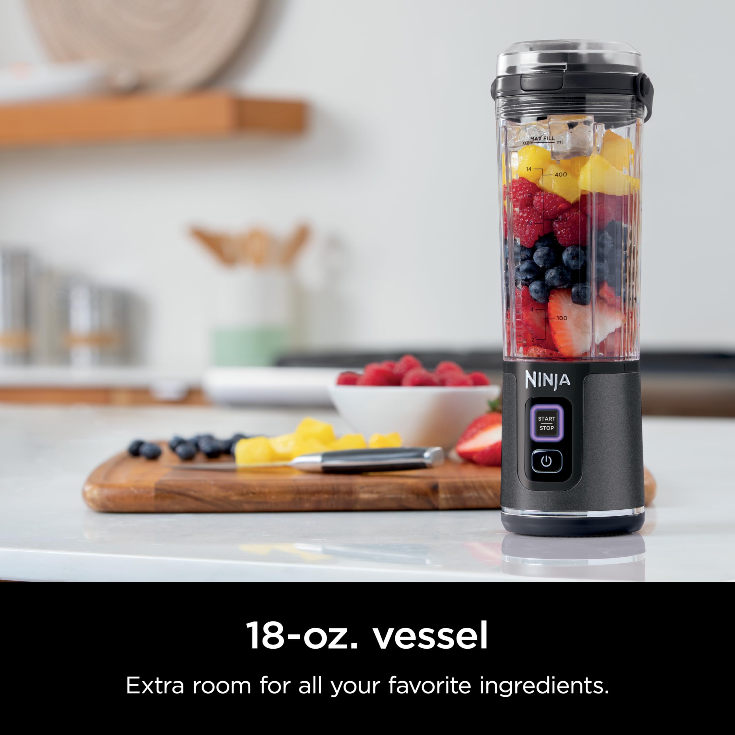 Ninja Blast Portable Blender - 18oz Cordless Personal Blender for Smoothies & Protein Shakes | BPA Free, Leakproof Lid with Sip Spout | USB-C Rechargeable & Dishwasher Safe | Perfect for Gym, Travel & Office (Metallic Black, BC151MB)