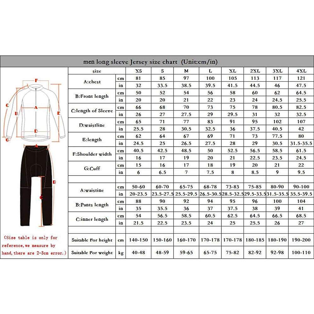 Men's Breathable Long Sleeve Cycling Jersey & 20D Padded Bib Pants Set - Road Bike Clothing for Professional Training & Outdoor Cycling