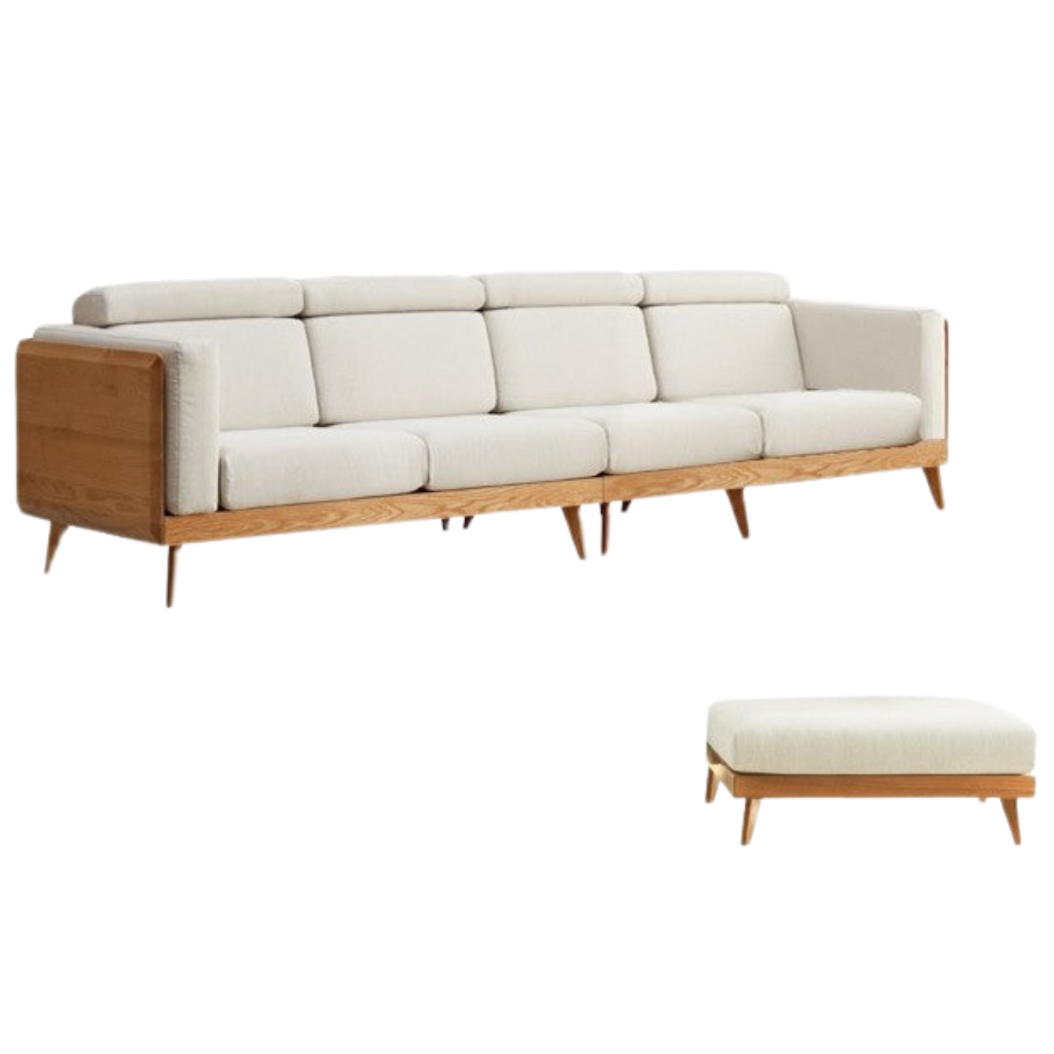 Oak & Ash Solid Wood Modern Fabric Sofa - Contemporary Living Room Furniture for Comfortable Lounging & Stylish Home Decor