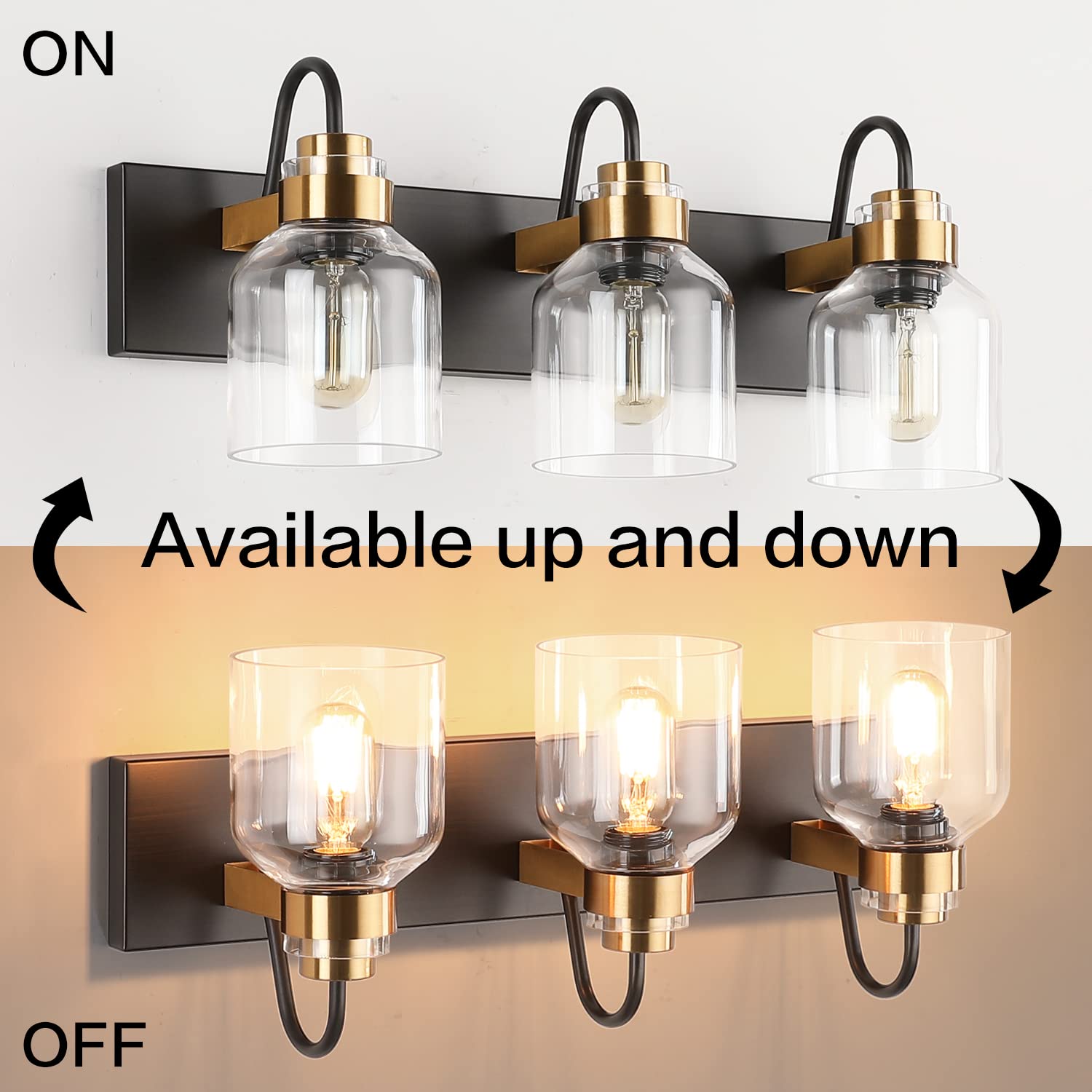 PRESDE Black Bathroom Vanity Light Fixtures - 3-Light Brushed Bronze Wall Sconce for Mirror Lighting | Perfect for Modern Bathroom, Powder Room & Dressing Room Makeup Vanity