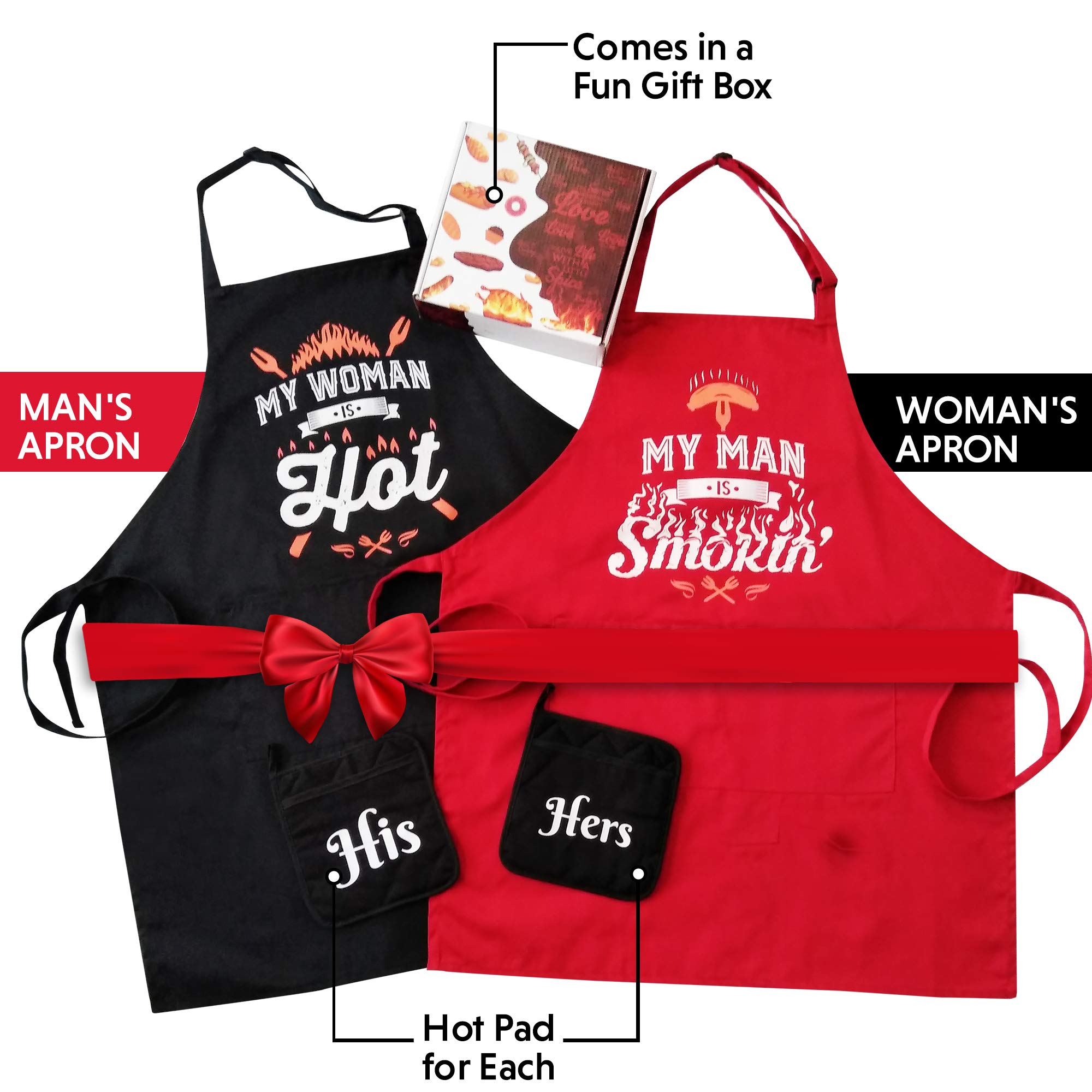 Romantic Wedding Gifts for Couples - His & Hers Potholders Set with Elegant Gift Box | Perfect for Anniversaries, Bridal Showers, Engagements & Newlyweds | Thoughtful Present for Bride & Groom | Great for Kitchen Decor & Couple Cooking Together