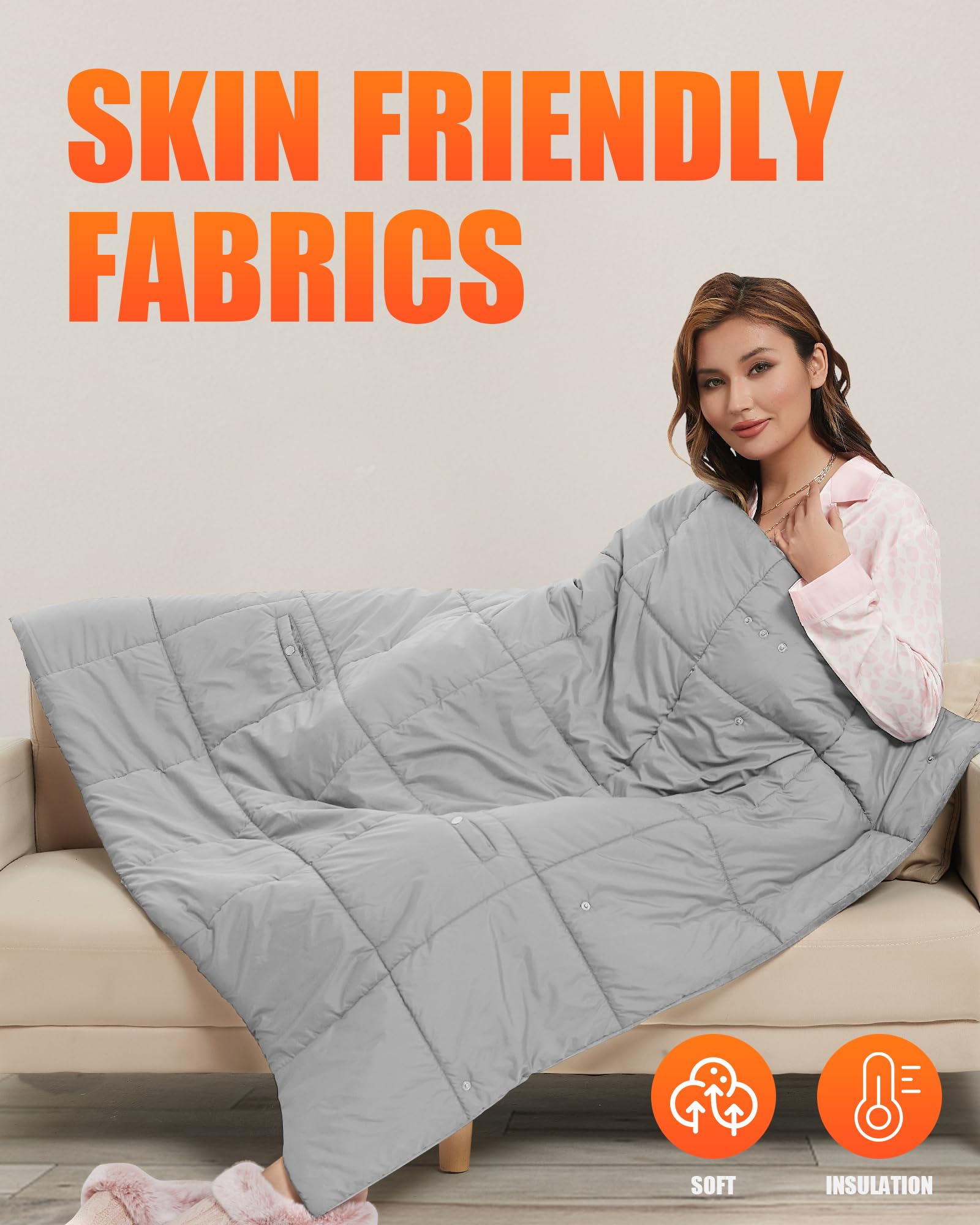 7.4V USB Electric Heated Blanket - Battery Operated Portable Wireless Heating Shawl for Outdoor Camping, Travel & Home Use