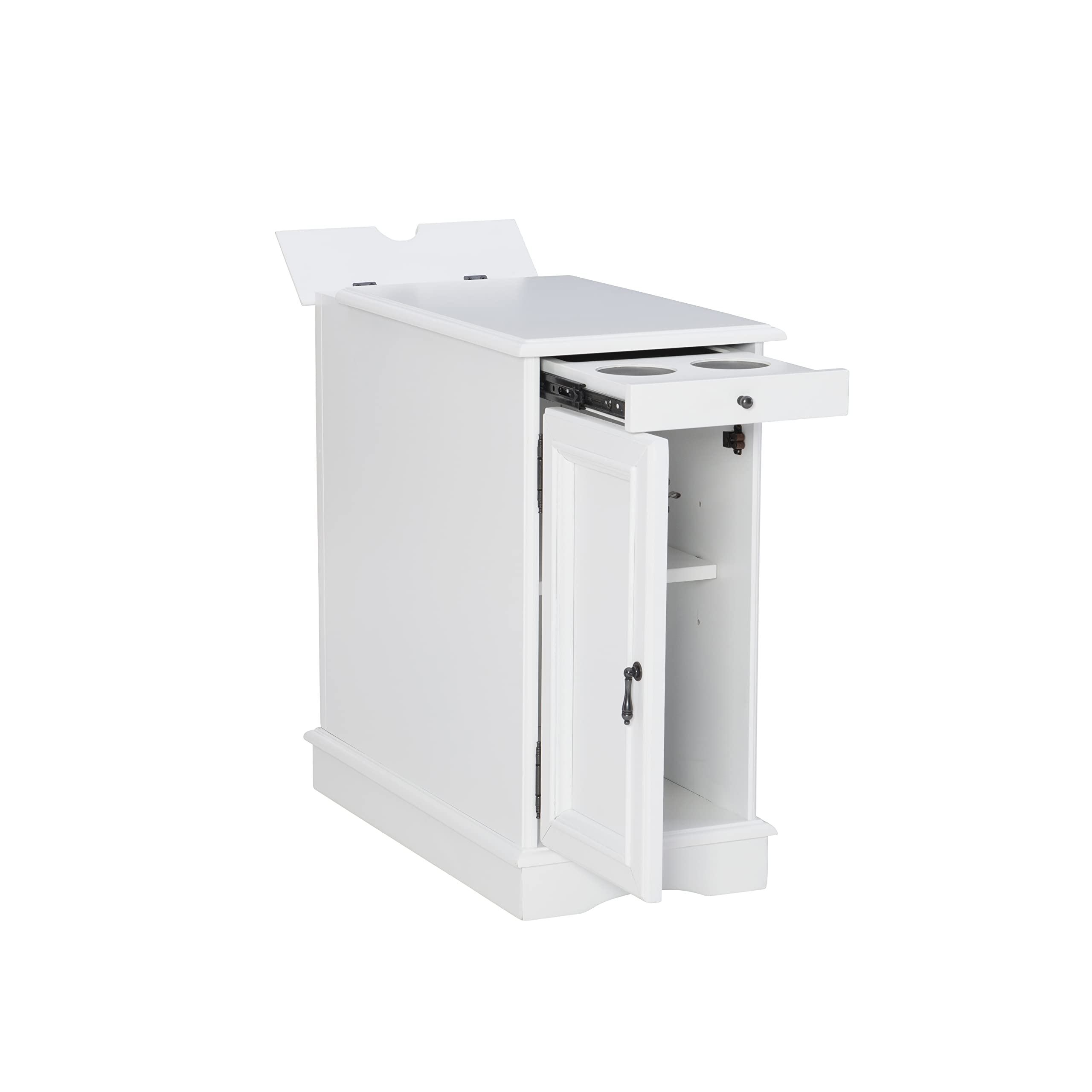 Powell Furniture Barron Small White Accent Table - Perfect for Living Room, Bedroom, or Entryway Decor