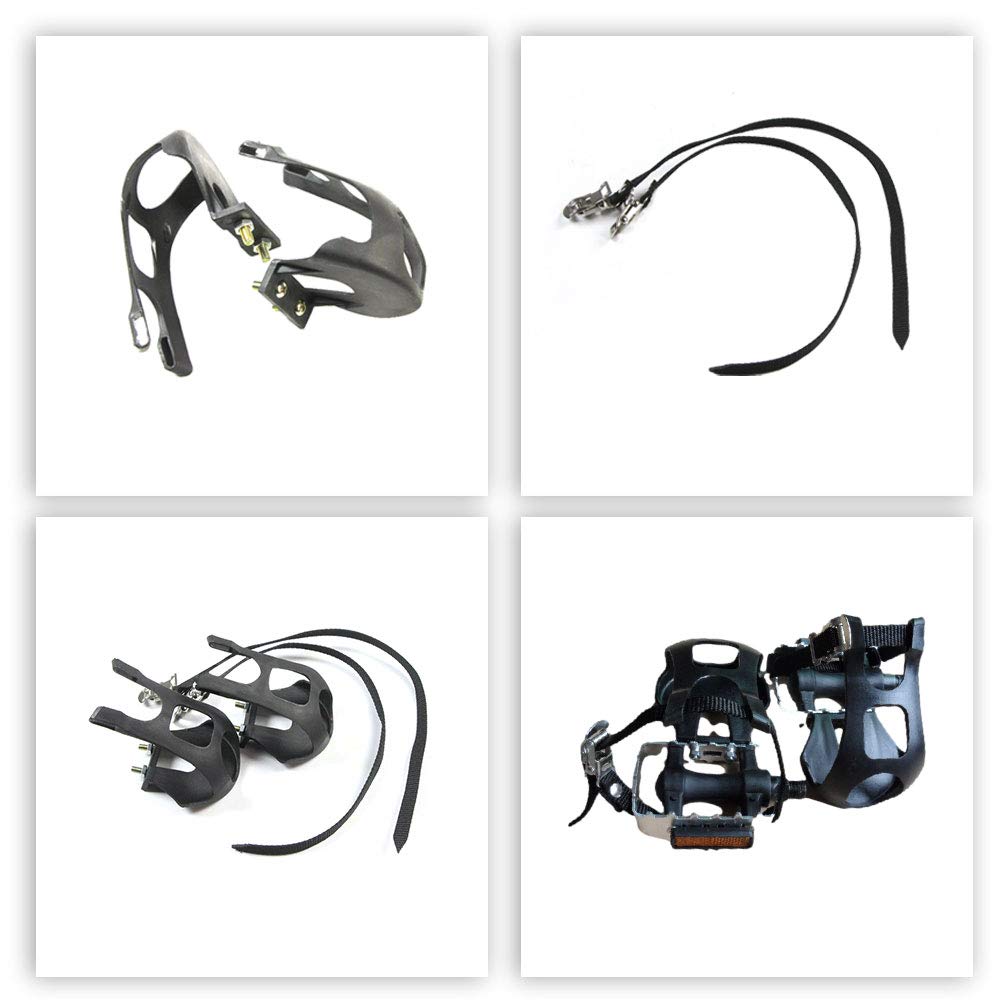 1 Pair Bike Pedals with Toe Clip & Strap - Durable Plastic Bicycle Pedals for MTB & Road Bikes - Perfect for Commuting, Training & Outdoor Cycling Adventures