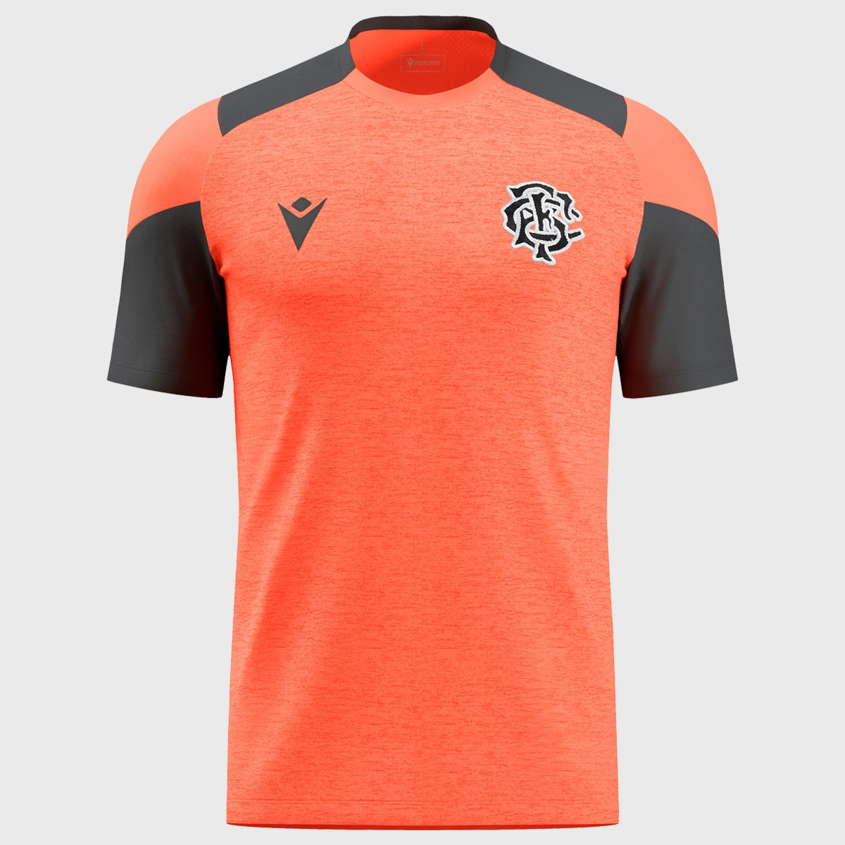 Macron Barbarians Rugby Staff Poly Dry Tee Coral 2025 - Breathable Quick-Dry Rugby Shirt for Training & Matches - Perfect for Rugby Fans and Players