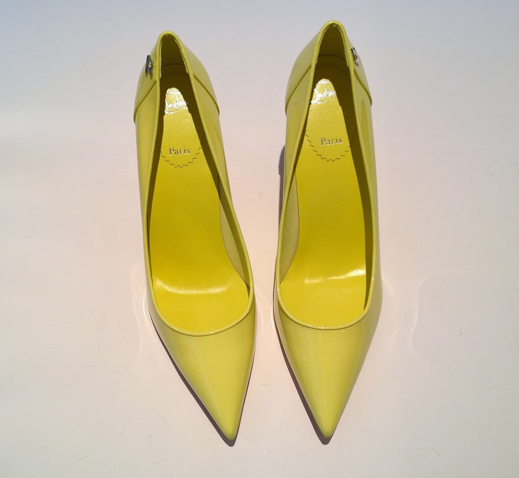 Christian Louboutin Sporty Kate 85mm Patent Leather Pumps in Vibrant Yellow - Perfect for Weddings, Parties & Special Occasions