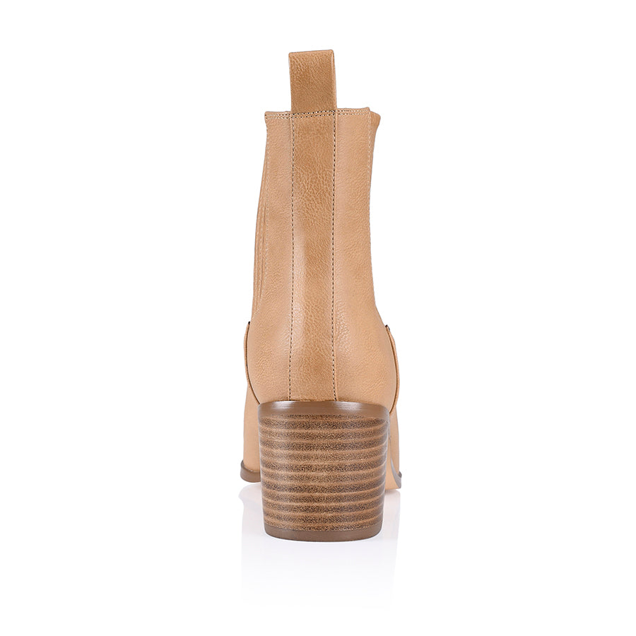 Fillipin Women's Chelsea Ankle Boots - Caramel Softee Leather Comfortable Slip-On Shoes for Casual Outfits & Fall Fashion