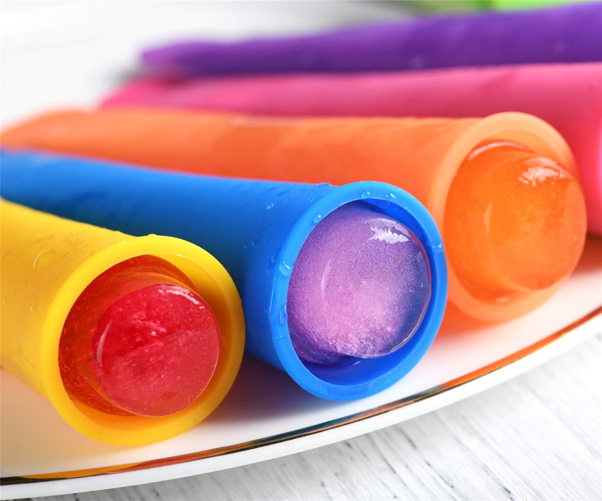 8-Piece Silicone Ice Pop Molds Set - BPA-Free Popsicle Maker with 8 Vibrant Colors for Homemade Frozen Treats - Perfect for Summer Snacks, Kids Parties & Healthy Desserts