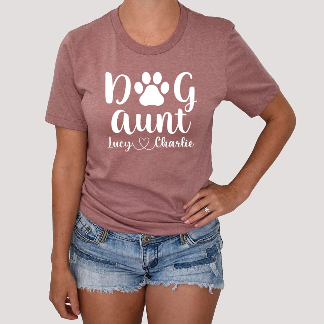Personalized Dog Aunt T-Shirt Custom with Your Dog's Name - Cute Gift for Dog Lovers & Pet Owners - Perfect for Birthdays, Holidays & Dog-Themed Parties