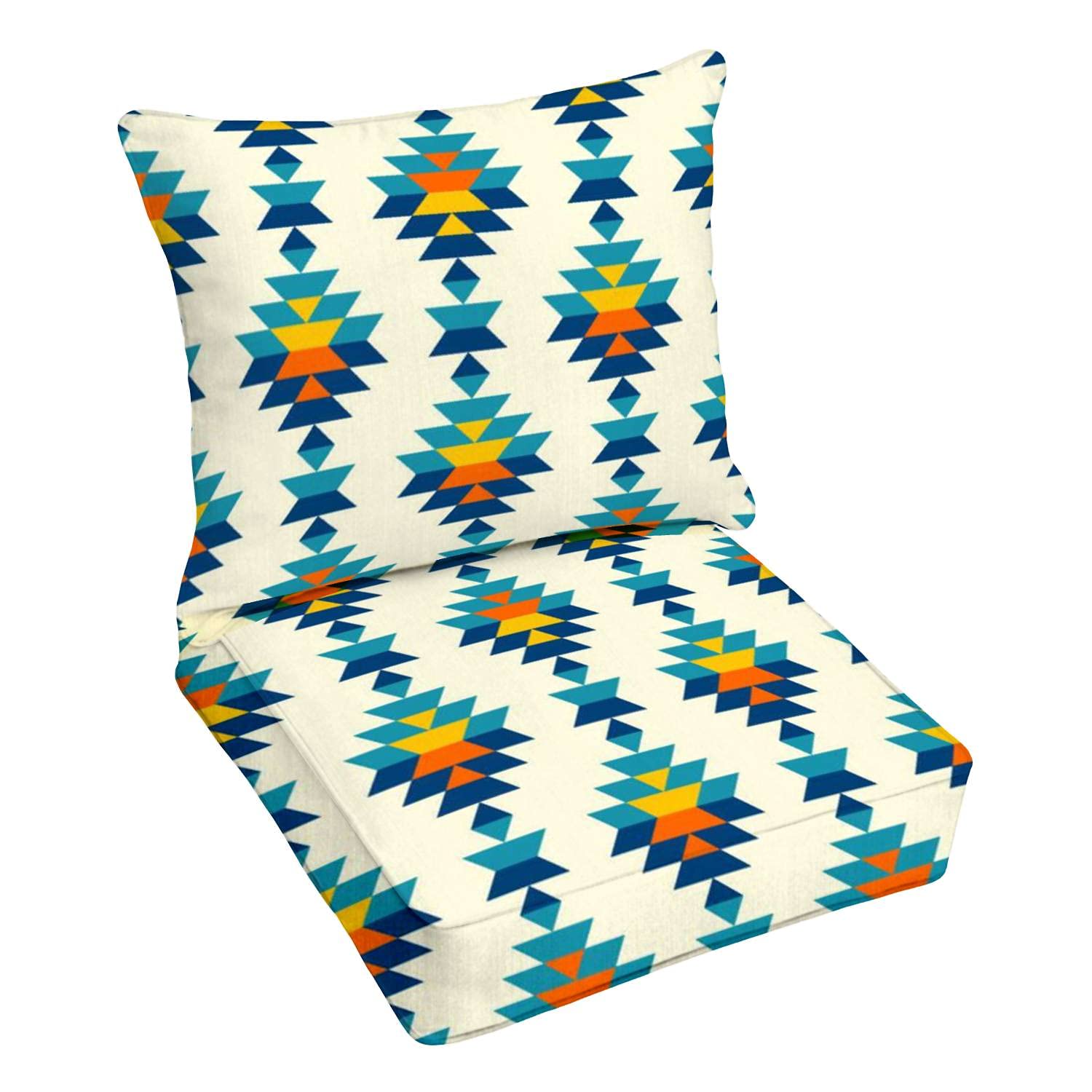**Boho Aztec Outdoor Deep Seating Cushion Set - Colorful Diamond Pattern Premium Replacement Cushions for Patio Lounge Chairs - Perfect for Backyard, Poolside & Garden Relaxation**