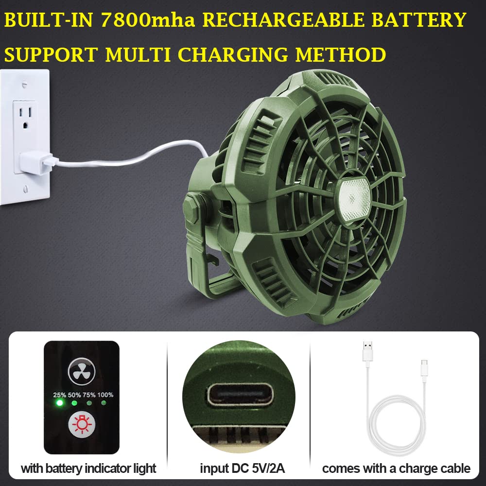 Portable Camping Fan with LED Lights & Remote Control + 4 Person Waterproof Pop Up Tent Set - Rechargeable Outdoor Gear for Camping, Backpacking, Hiking & Beach Trips