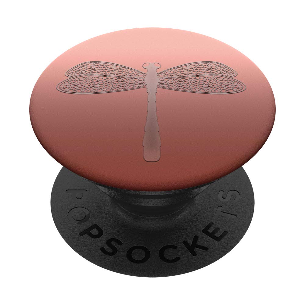Golden Rose Pink Dragonfly PopSocket - Swappable PopGrip with Dark Pink Base | Phone Grip, Stand & Sticker for iPhone, Samsung, Tablets - Perfect for Work, Travel & Daily Use