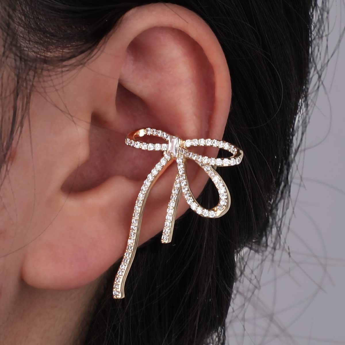Vercret Gold Cuff Earrings for Women - Adjustable Cartilage Ear Cuff with CZ Stones, No Piercing Wrap Around Ear Clip | Perfect for Parties, Weddings & Everyday Wear