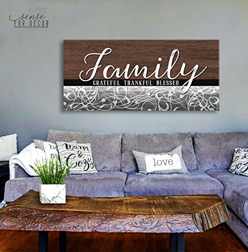 Farmhouse Decor - Family Wall Art Canvas (60x27) for Living Room & Home
