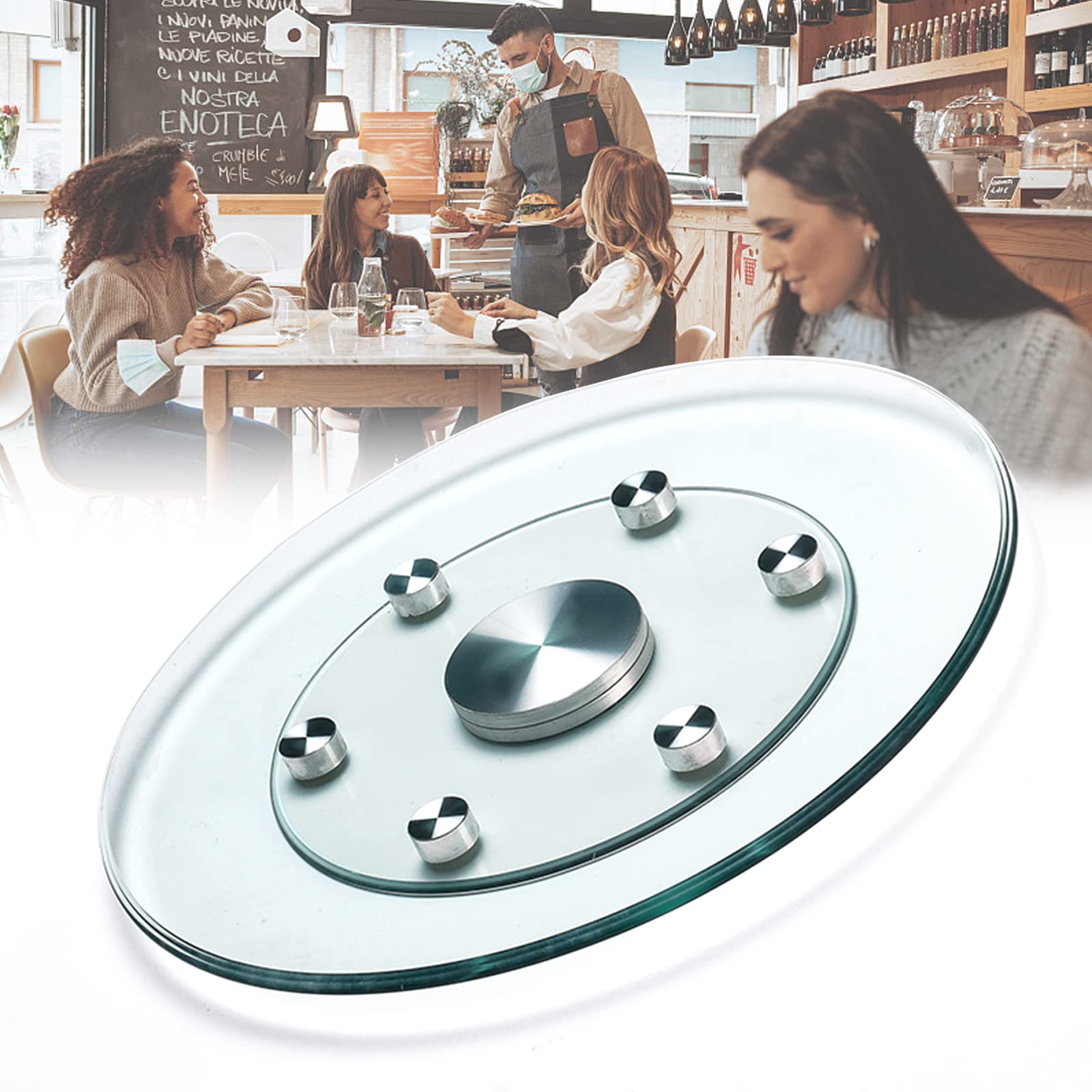 Large 40-Inch Glass Lazy Susan Turntable with Swivel Assist System - Round Rotating Serving Tray for Kitchen, Dining Table, Parties & Weddings - Perfect for Buffets, Entertaining Guests & Organizing Spices